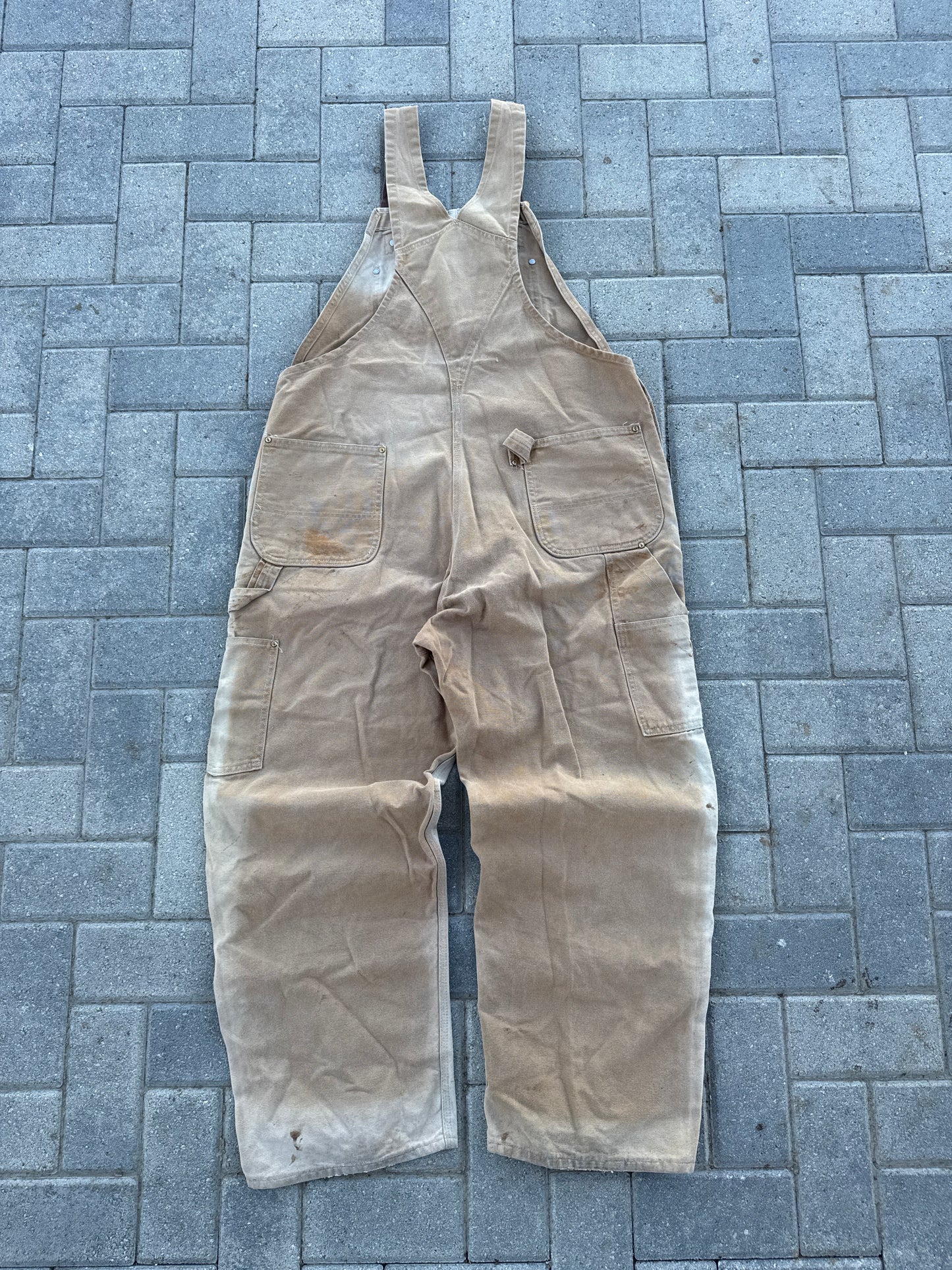 (42x30) Vintage Carhartt R07 100 Anniversary Khaki Double-Knee Overalls
