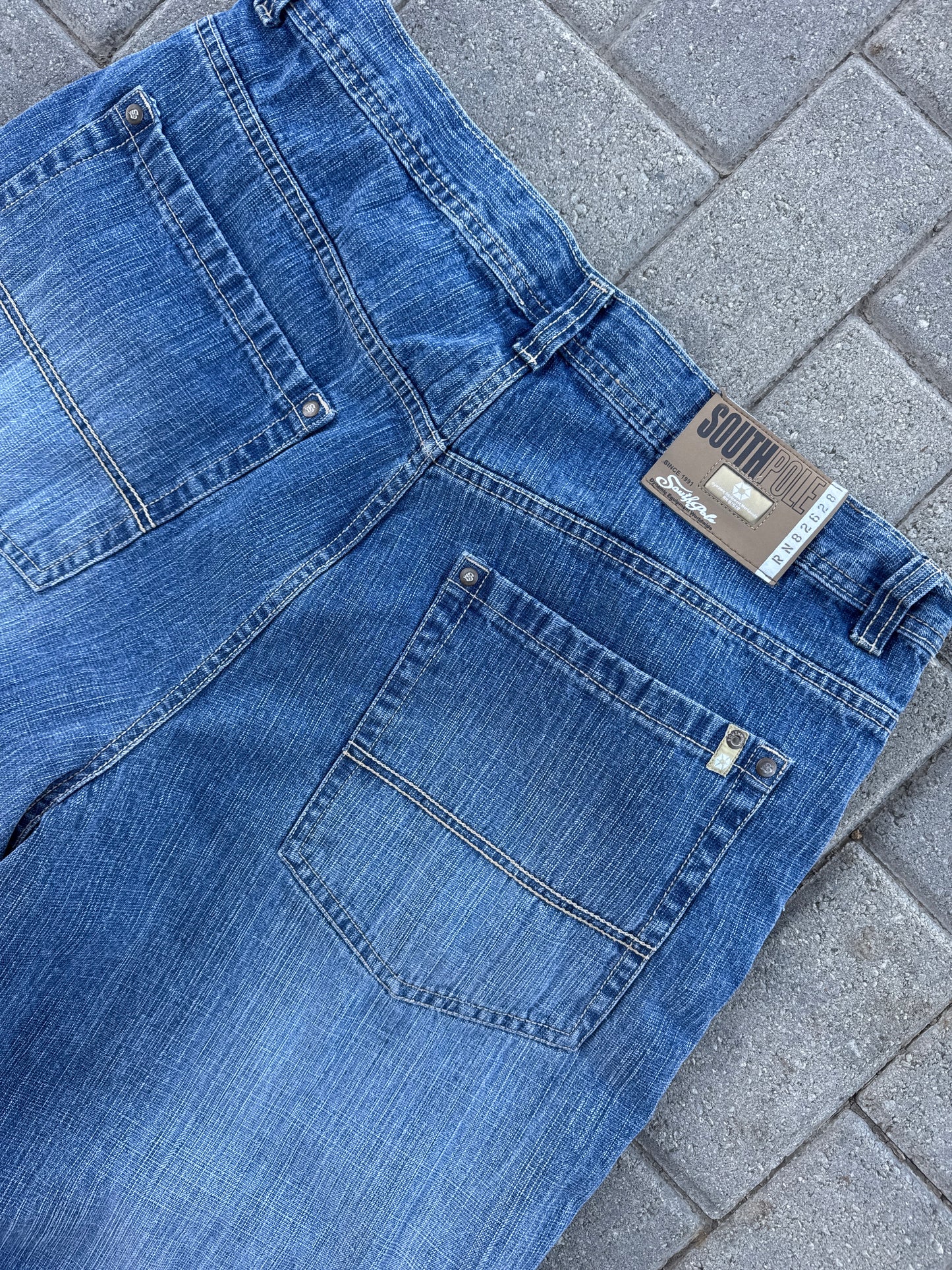 (40x34) SouthPole Cream Tab Denim Pants