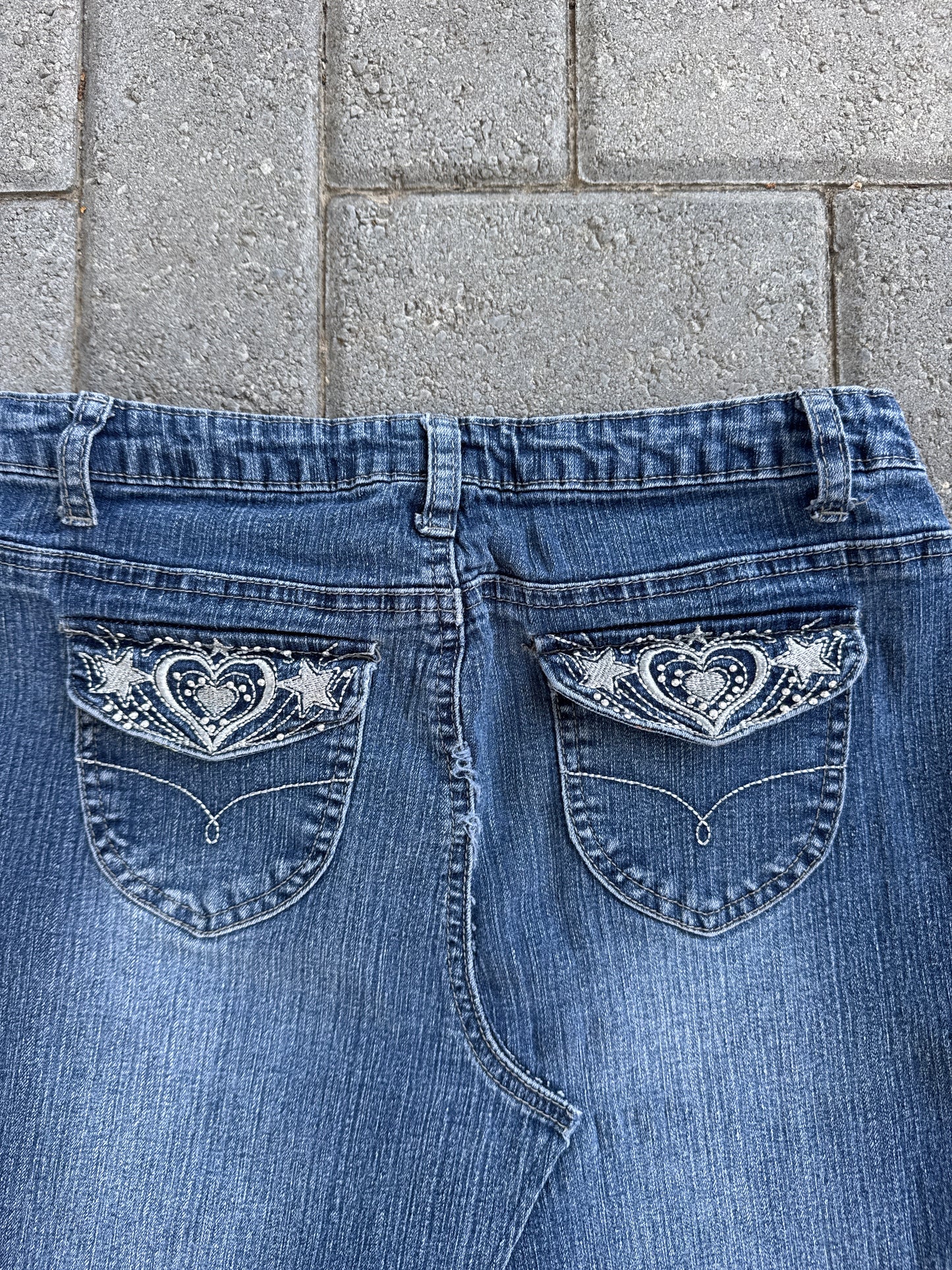 (27) Faded Glory Denim Flared Women Skirt