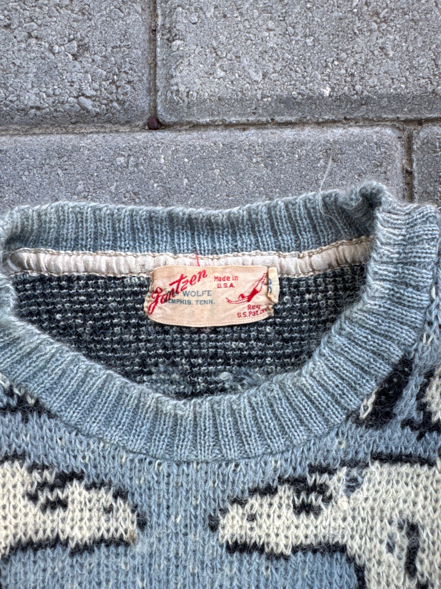(M) True Vintage Jantzen 1940s Polar Wool Sweater