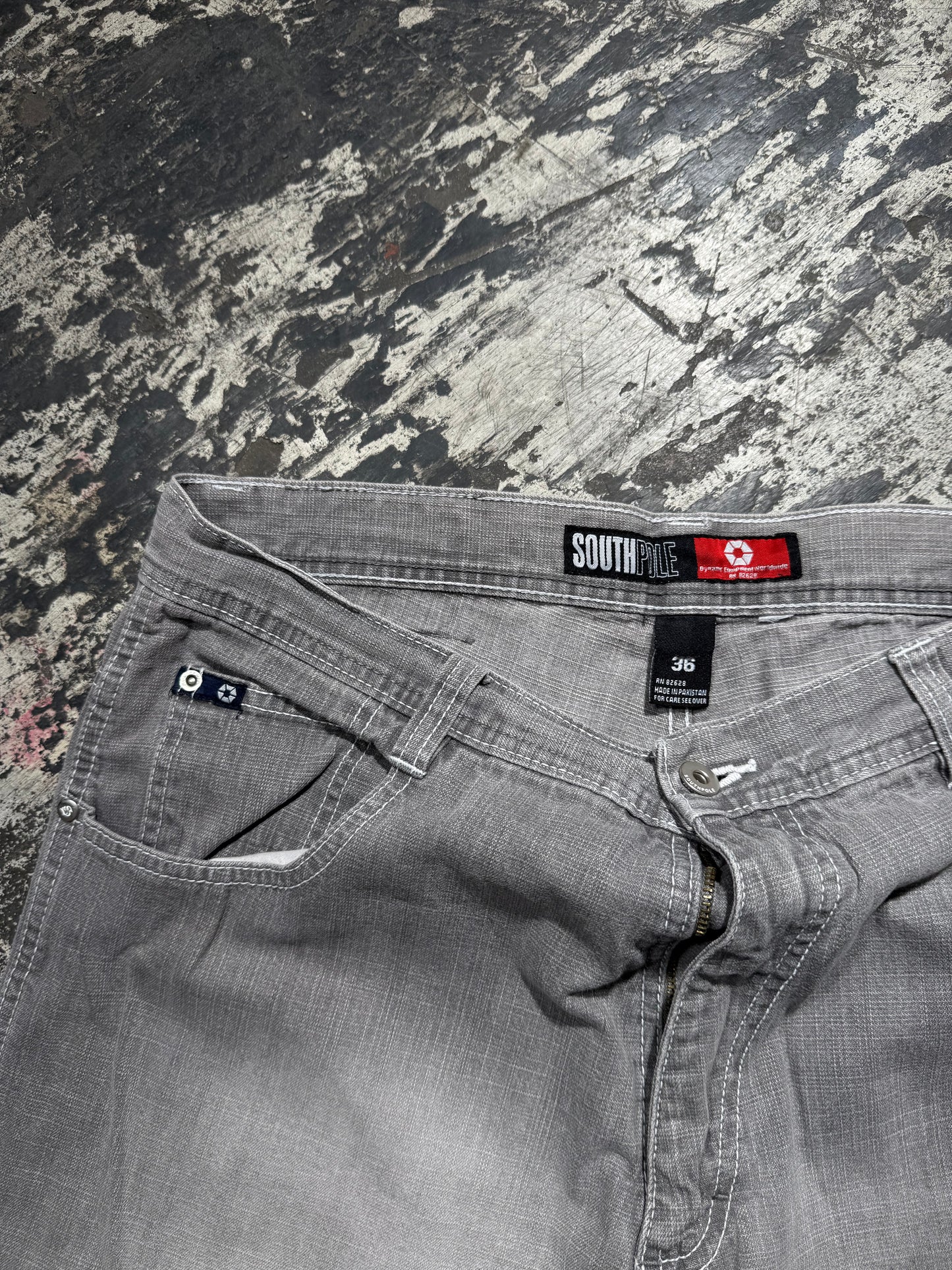 (36x34) SouthPole Wolf Gray Navy Tab Pants
