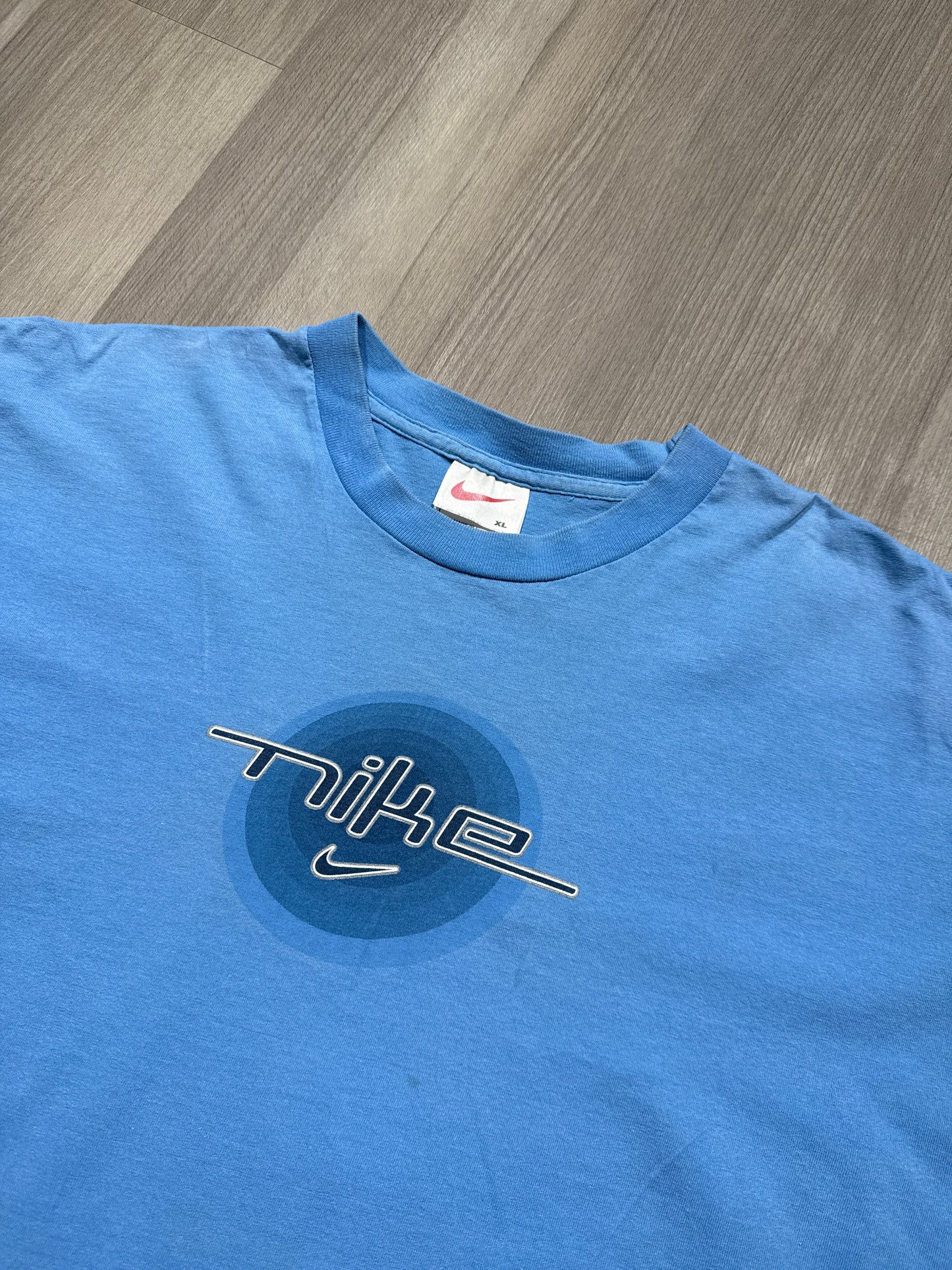 (XL) 90s Nike Baby Blue Logo Tee