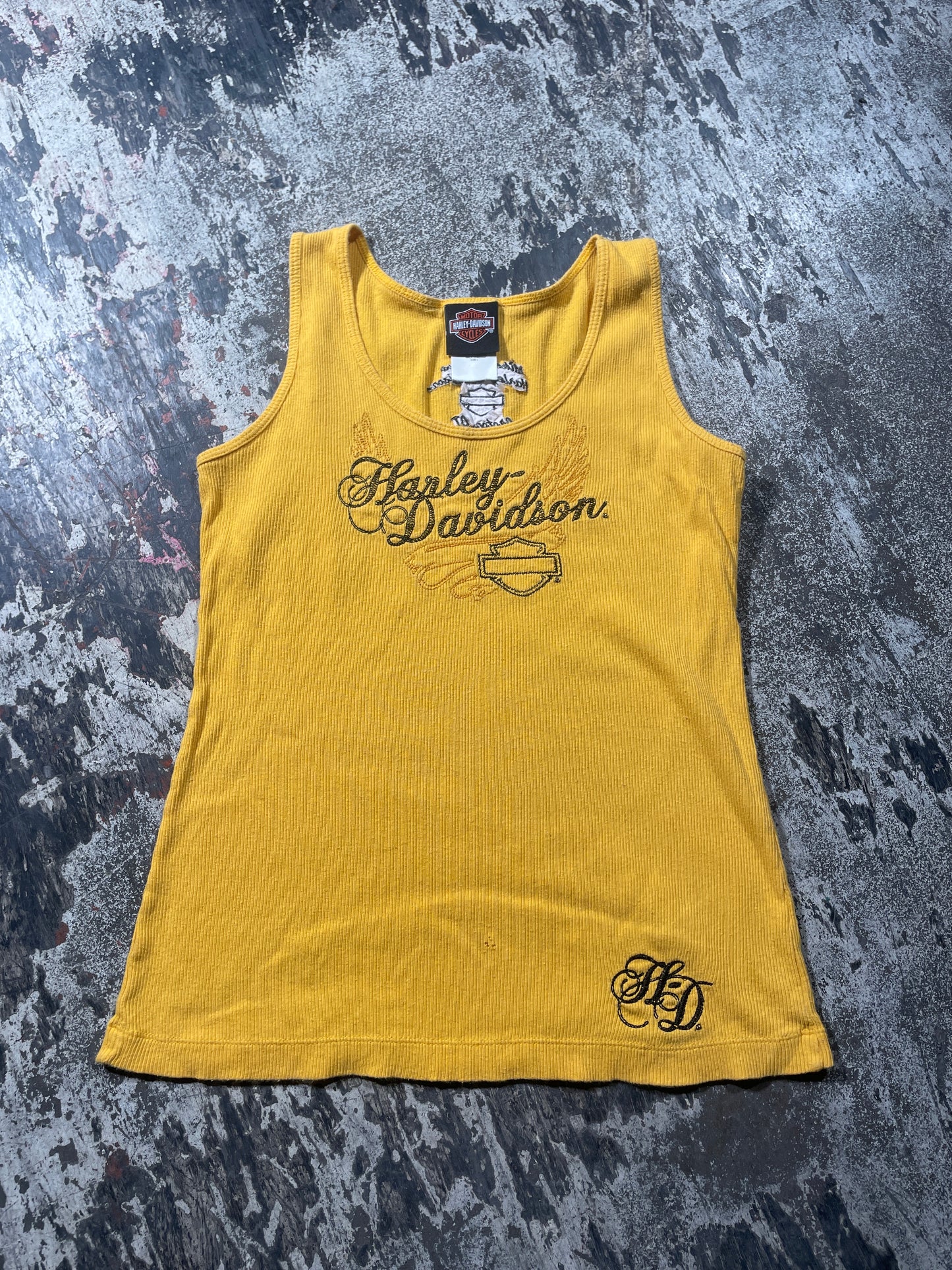 (L) Yellow Harley Davidson Groton Women Tank Top