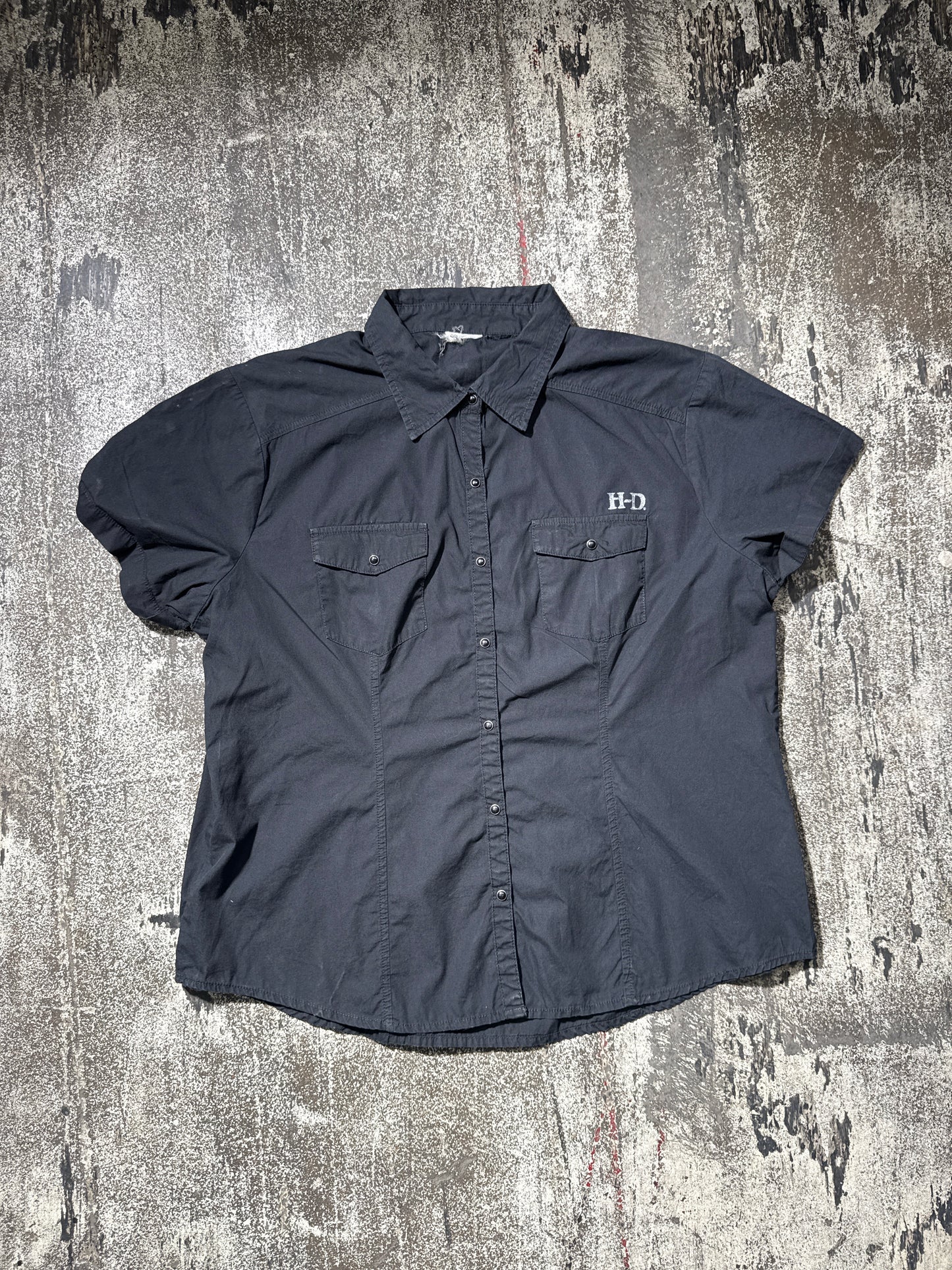 (XL) Harley Davidson Skull Backprint Button Up