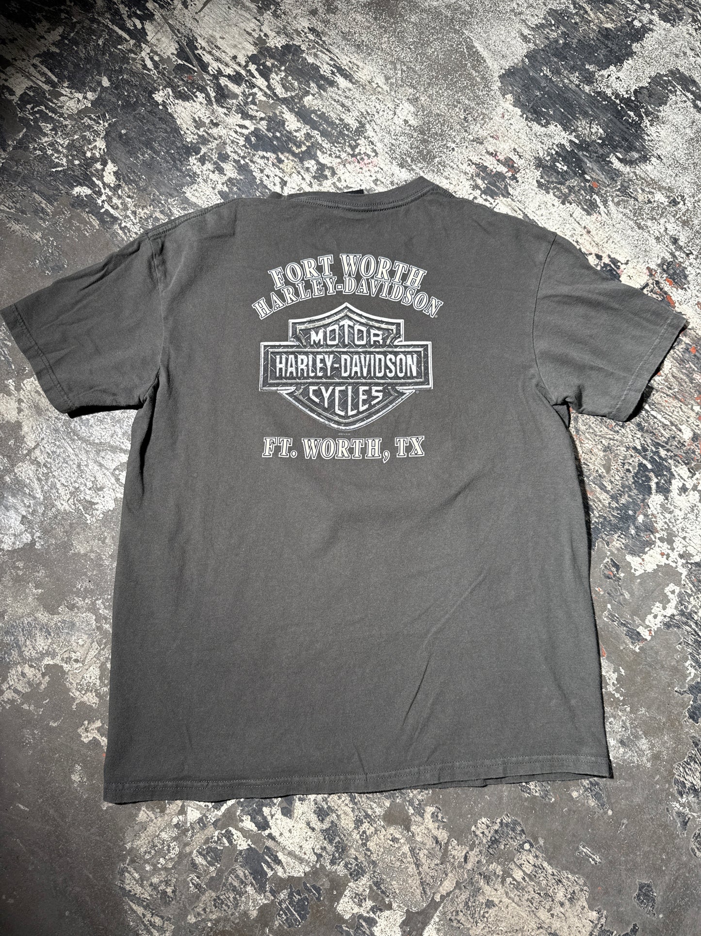 (L) Harley Davidson Fort Worth Skull Tshirt
