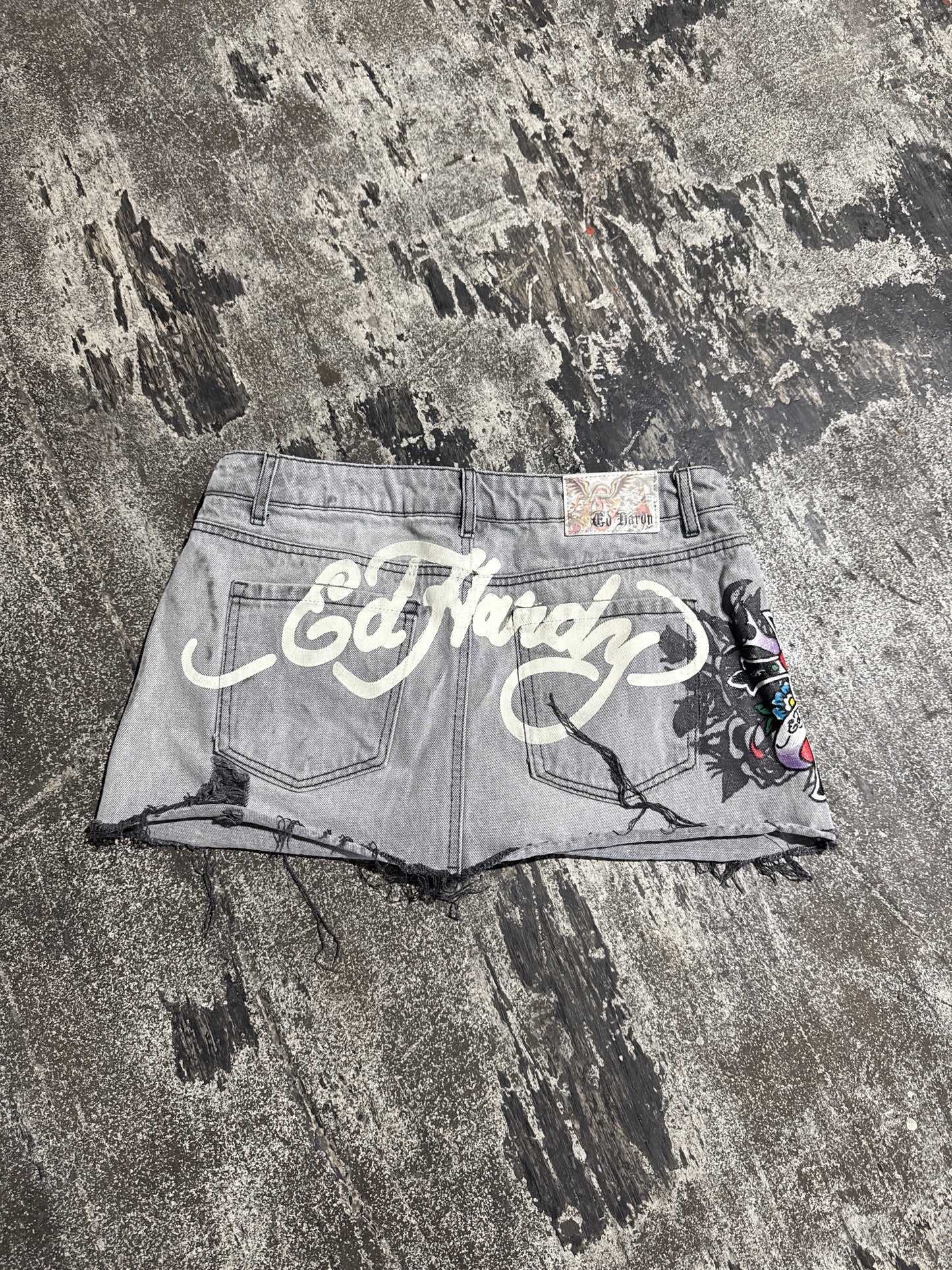 (L) Ed Hardy Y2K Distressed Skirt