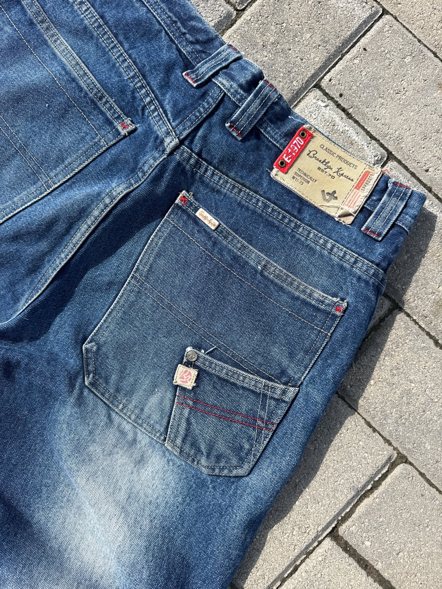 (32x32) Brooklyn Y2K Baggy Double-Knee Denim Pants