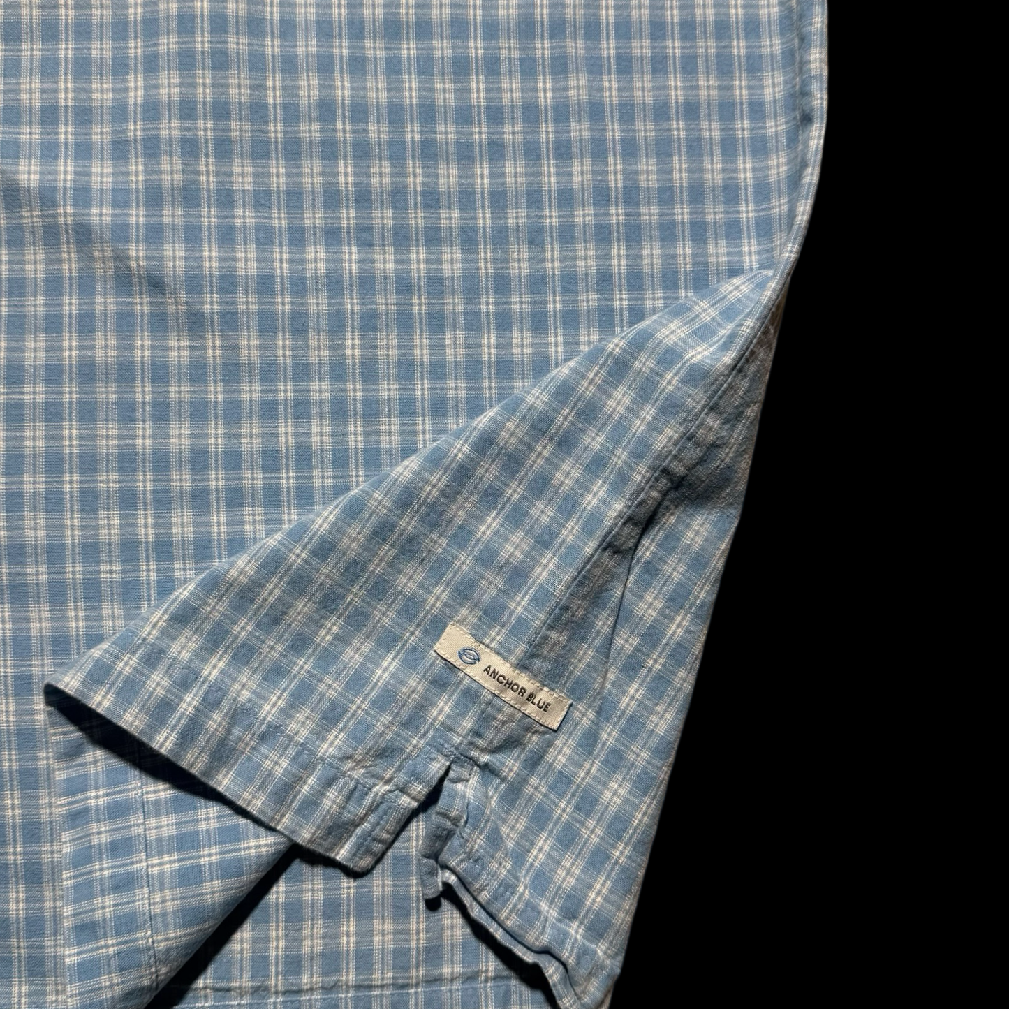 (XXL) Y2K Anchor Blue Plaid Shirt - Light Blue Striped