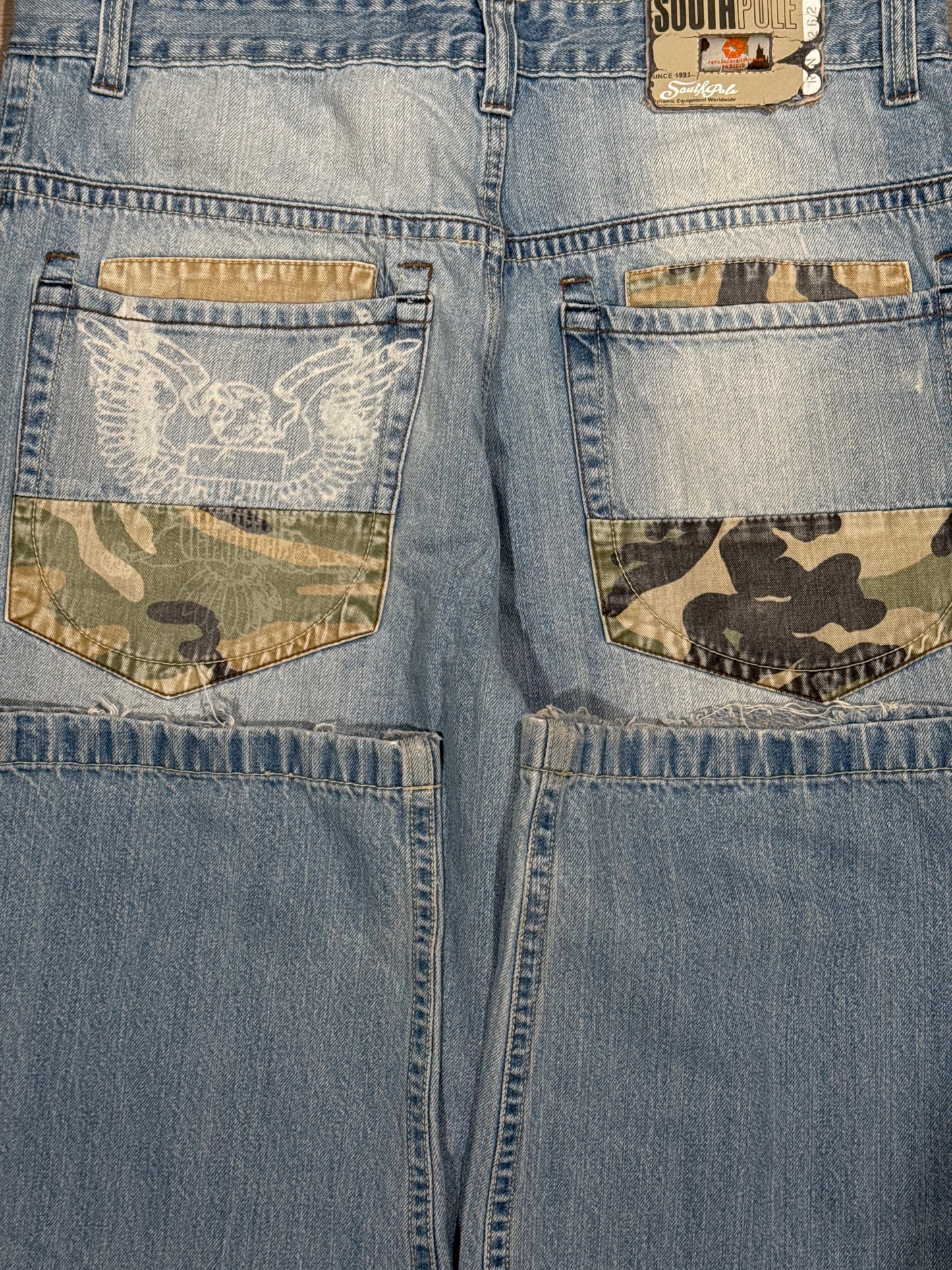 (38x32) SouthPole Military Camo Eagle Pocket Denim