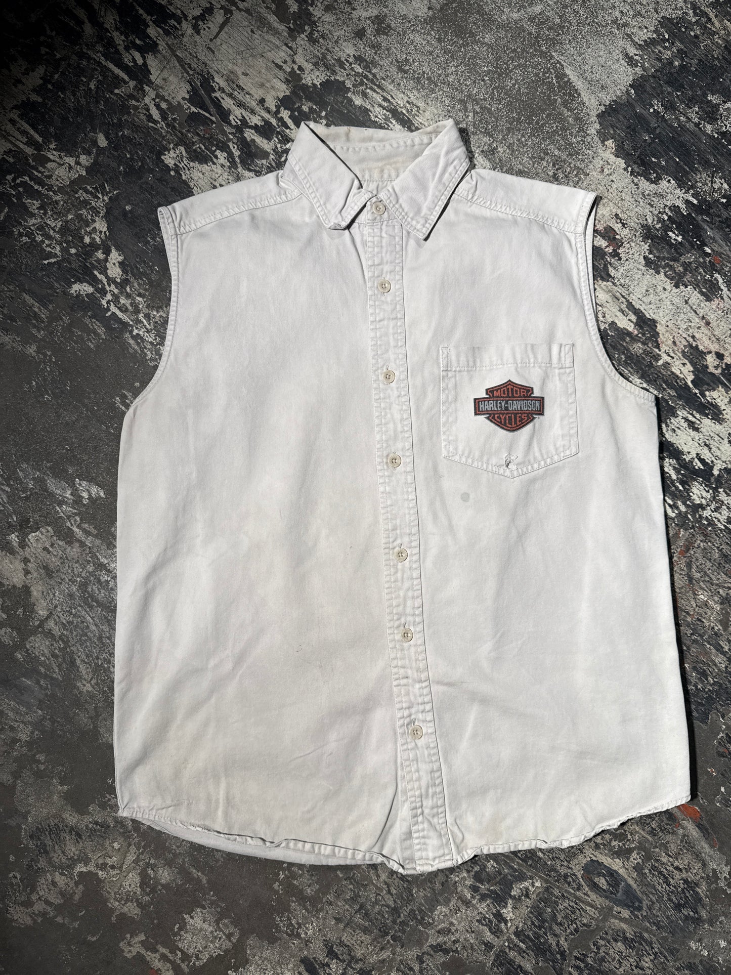 (XL) Harley Davidson Cutoff Button-Up Shirt