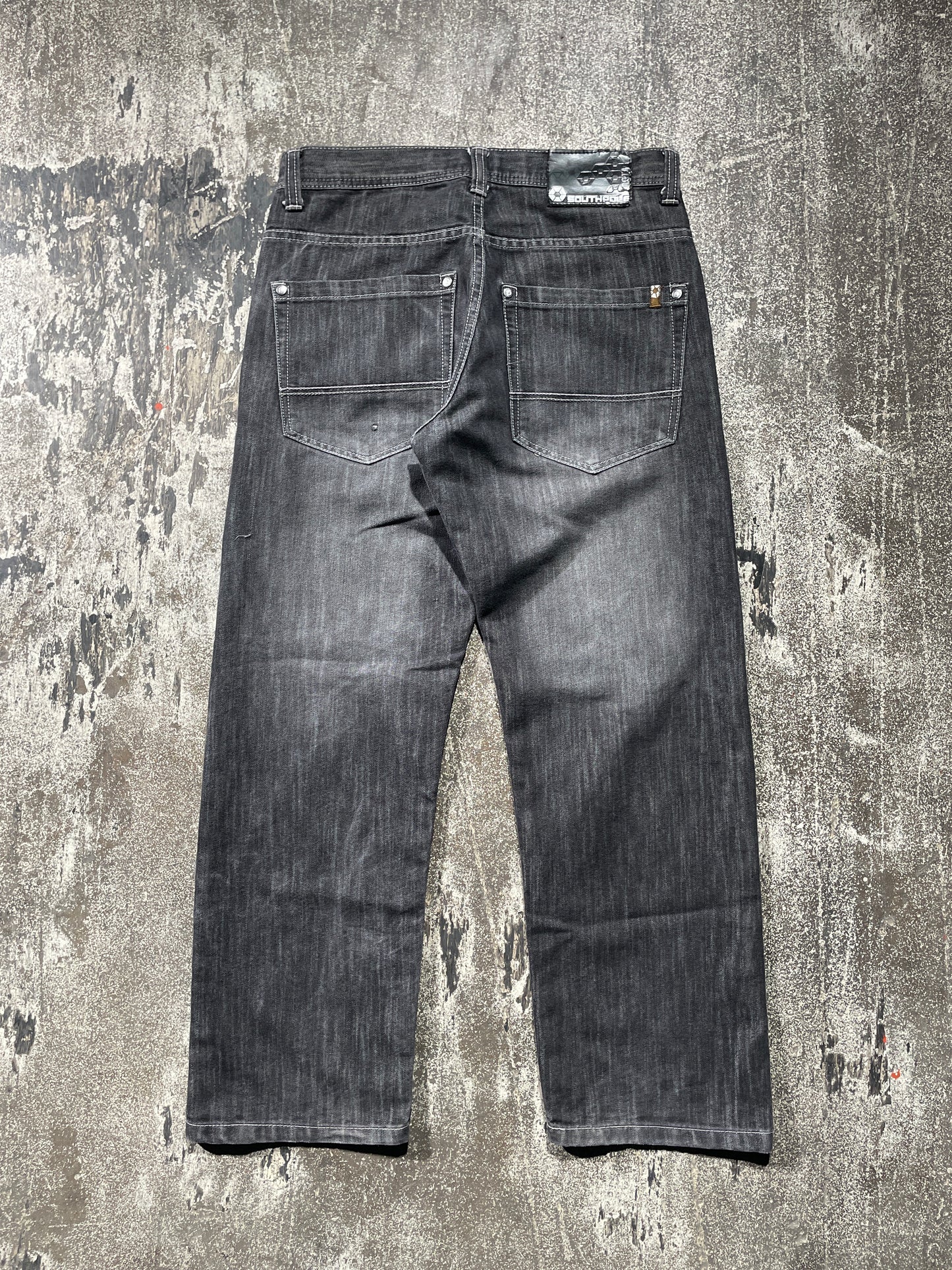 (32x30) SouthPole Charcoal Denims Brown Tab