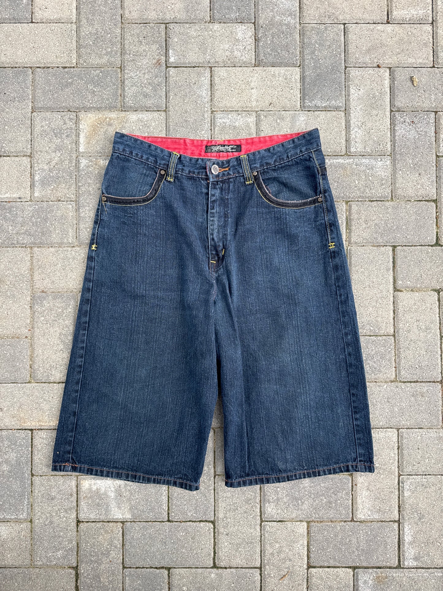(38) Brooklyn Express Flame Pockets Y2K Jorts