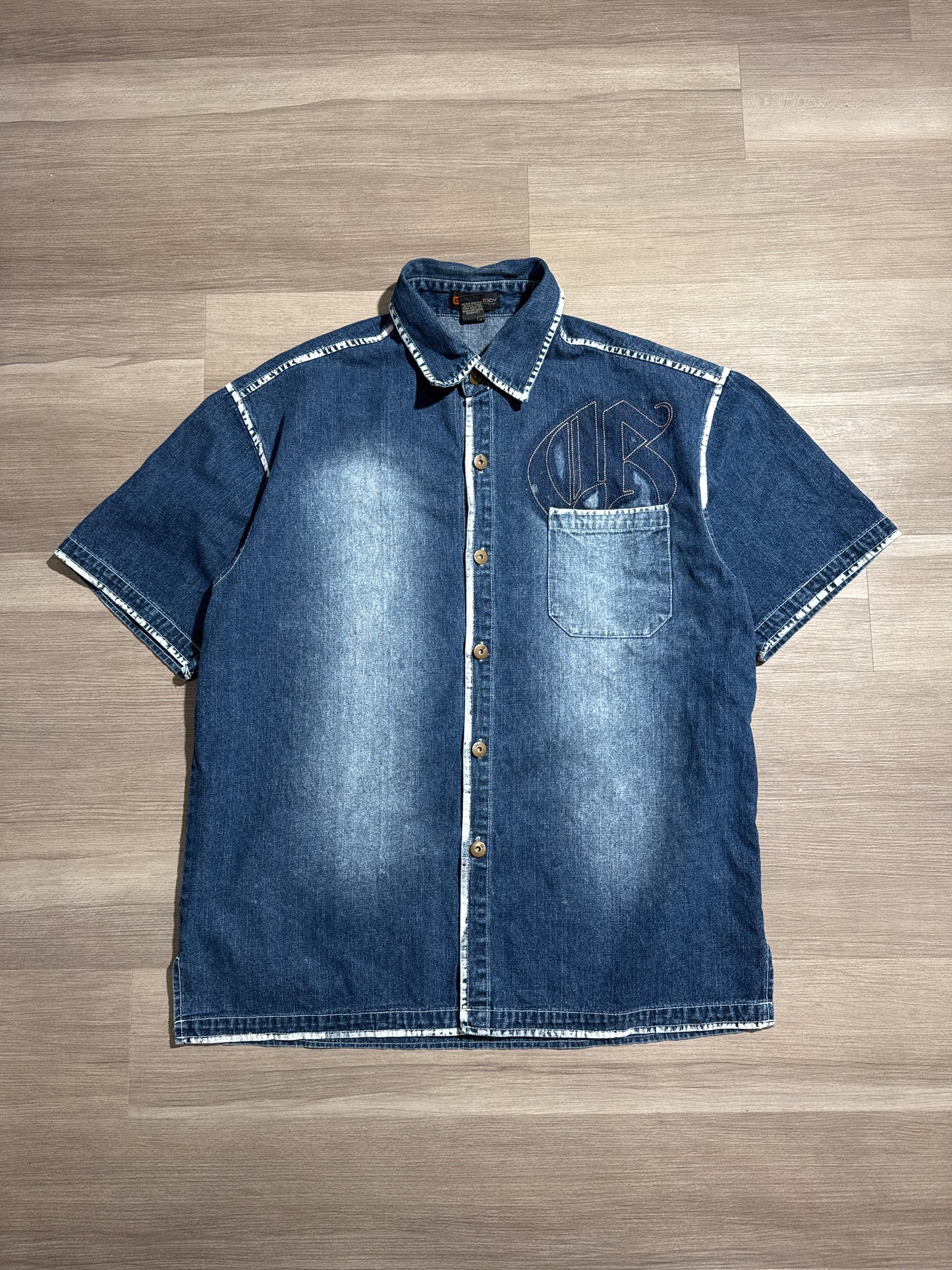 (L) GODBODY Button-Up & Jorts Y2K Baggy Set