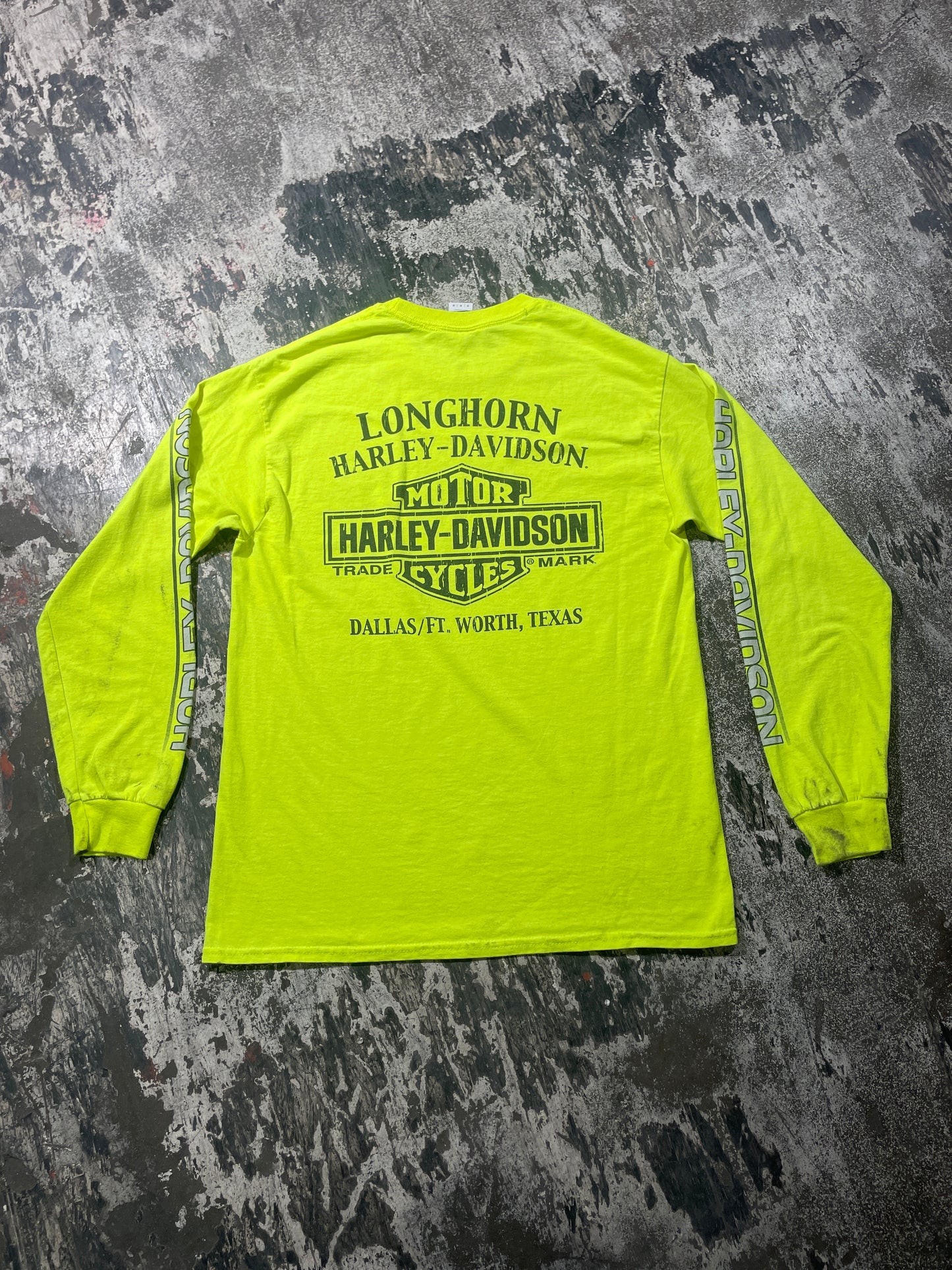 (M) Harley Davidson Neon DFW Long Sleeve T-shirt