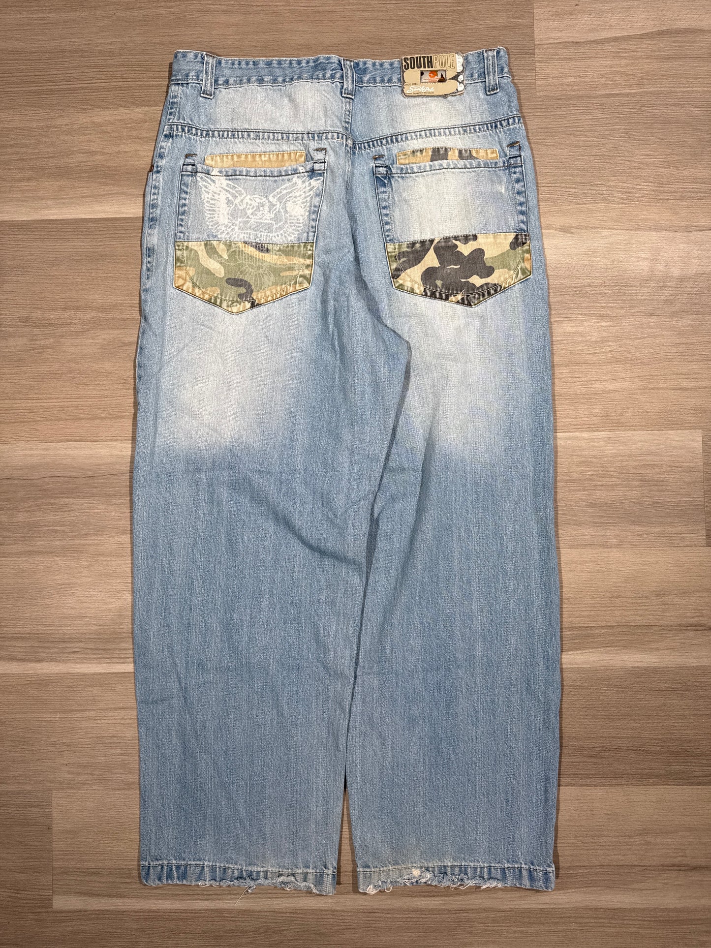 (38x32) SouthPole Military Camo Eagle Pocket Denim
