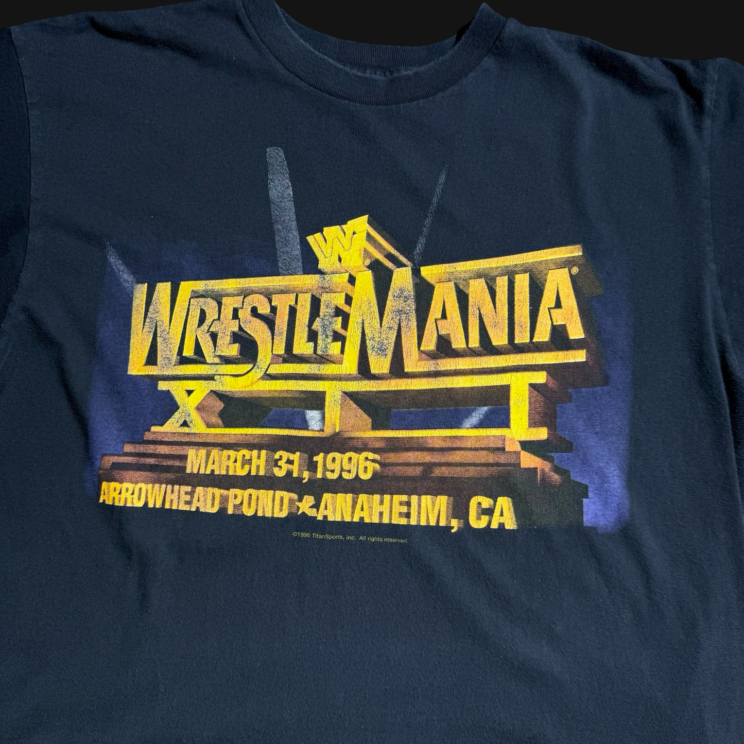 (M) 98’ RARE WWE WRESTLEMANIA 12 Crew Tee
