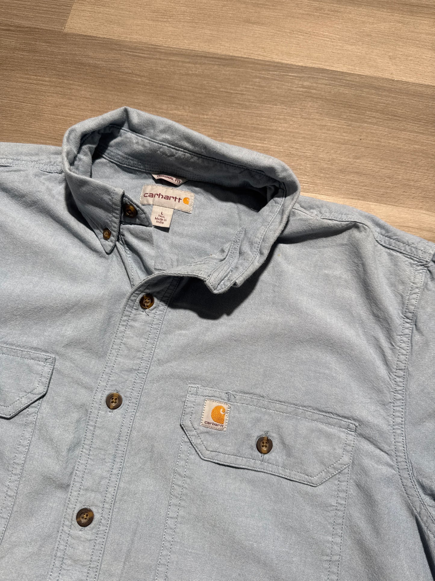 (L) Baby Blue Carhartt Button Up