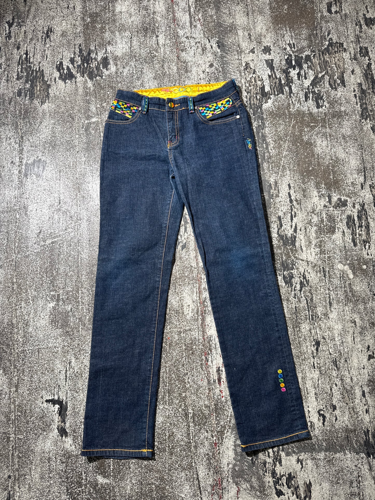 (Coogi Women Embroidered Rainbow Jeans