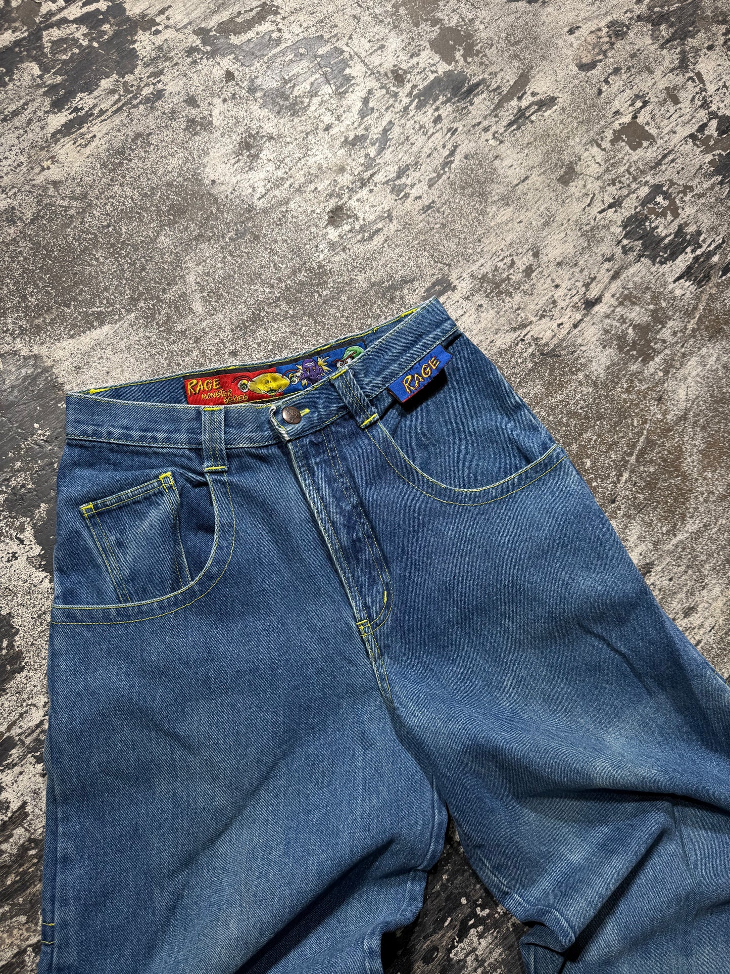 (14) Rage Monster Series Baggy Y2K Denims