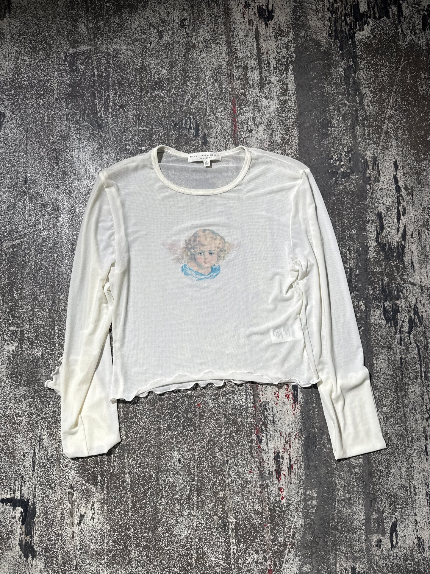 (S) Angel See Through Crop Top Longsleeve