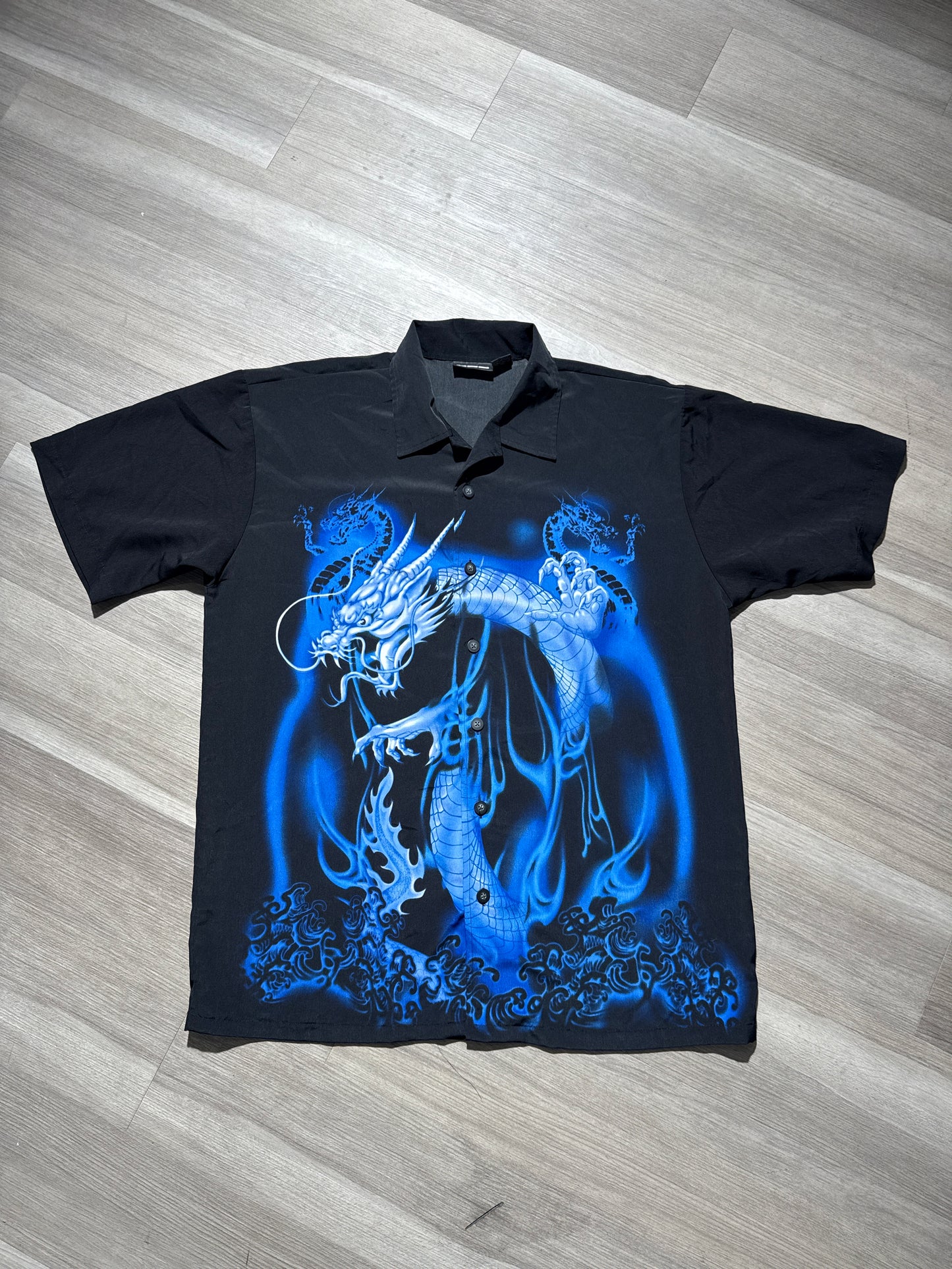 (L) ODO Short Sleeve Dragon Button Up