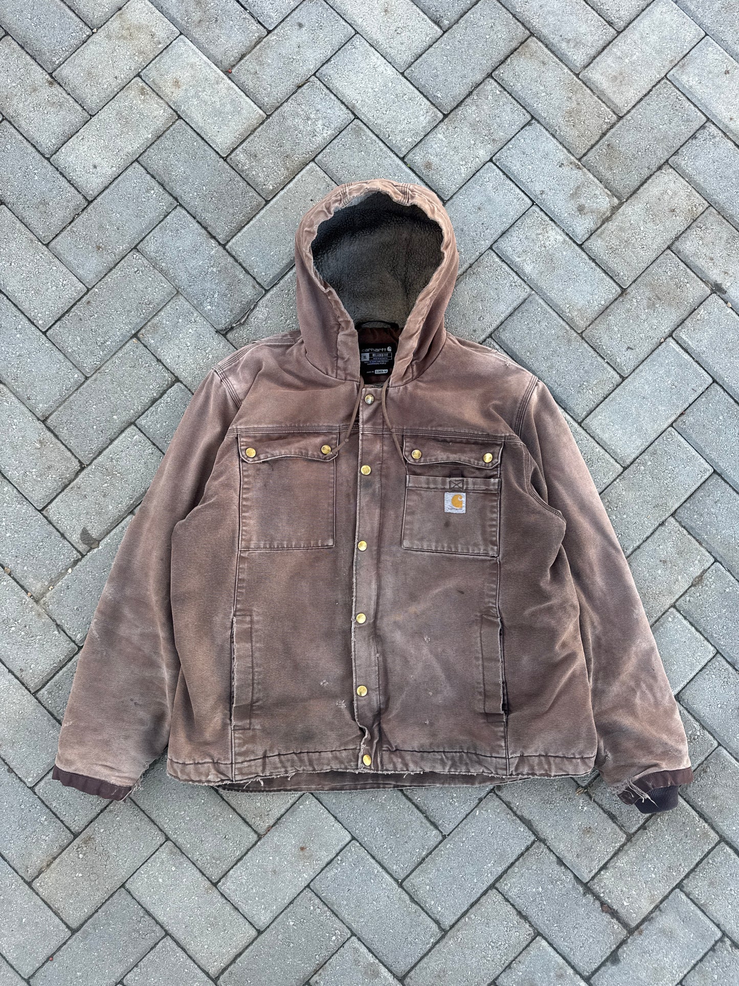 (XL) Brown Carhartt Relaxed Fit Fur Hooded Jacket