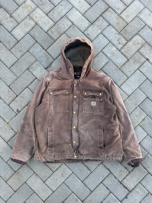(XL) Brown Carhartt Relaxed Fit Fur Hooded Jacket
