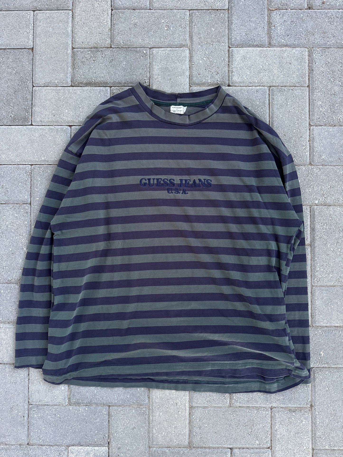 (XL) 90s Vintage Guess Jeans Stripped Long Sleeve