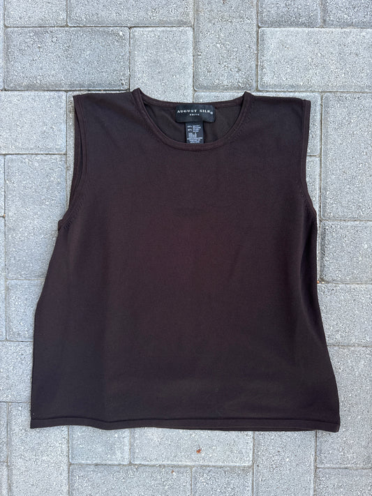 (L) August Silk Black Tank Top