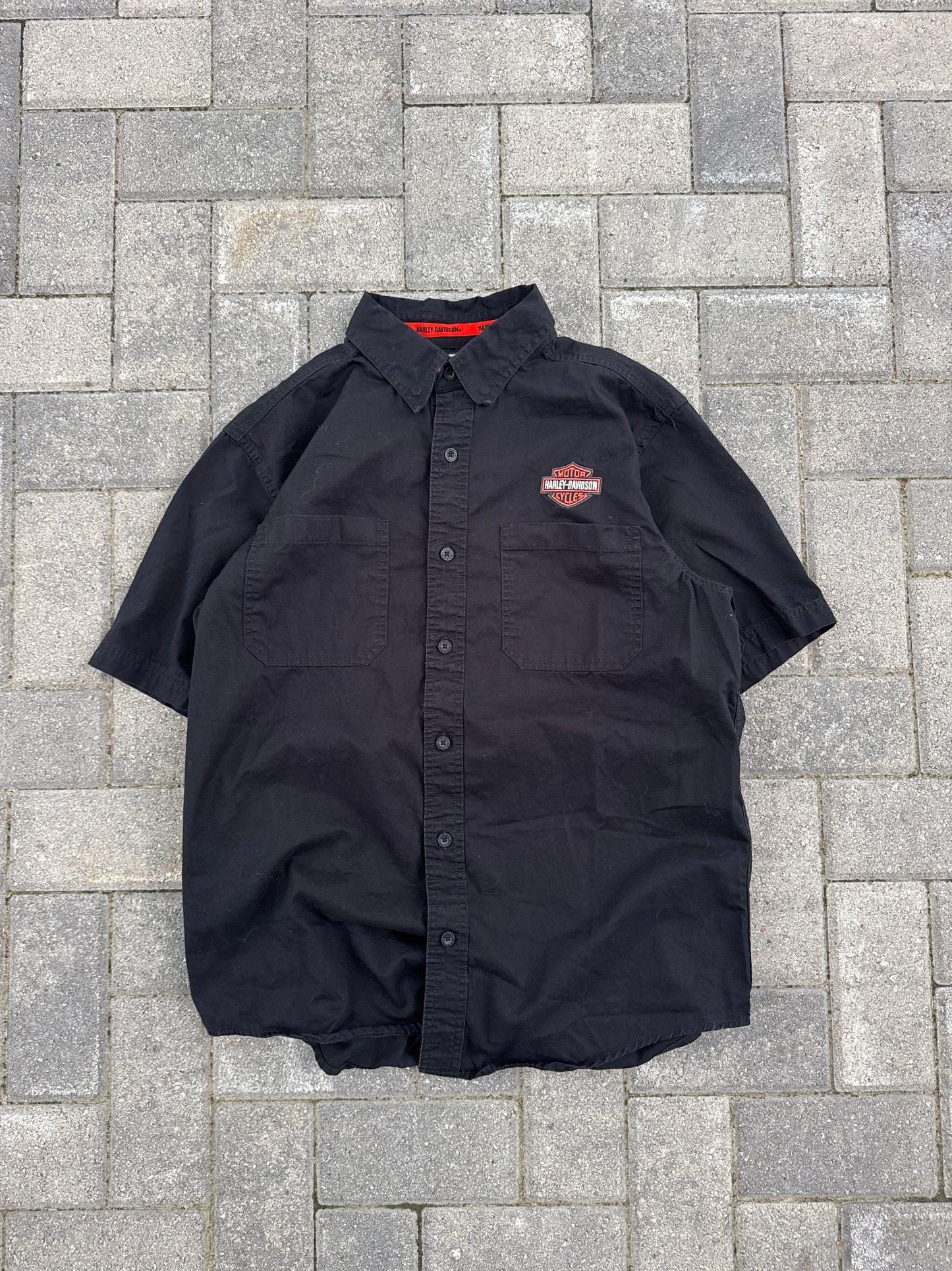 (L) Harley Davidson Logo Button-Up