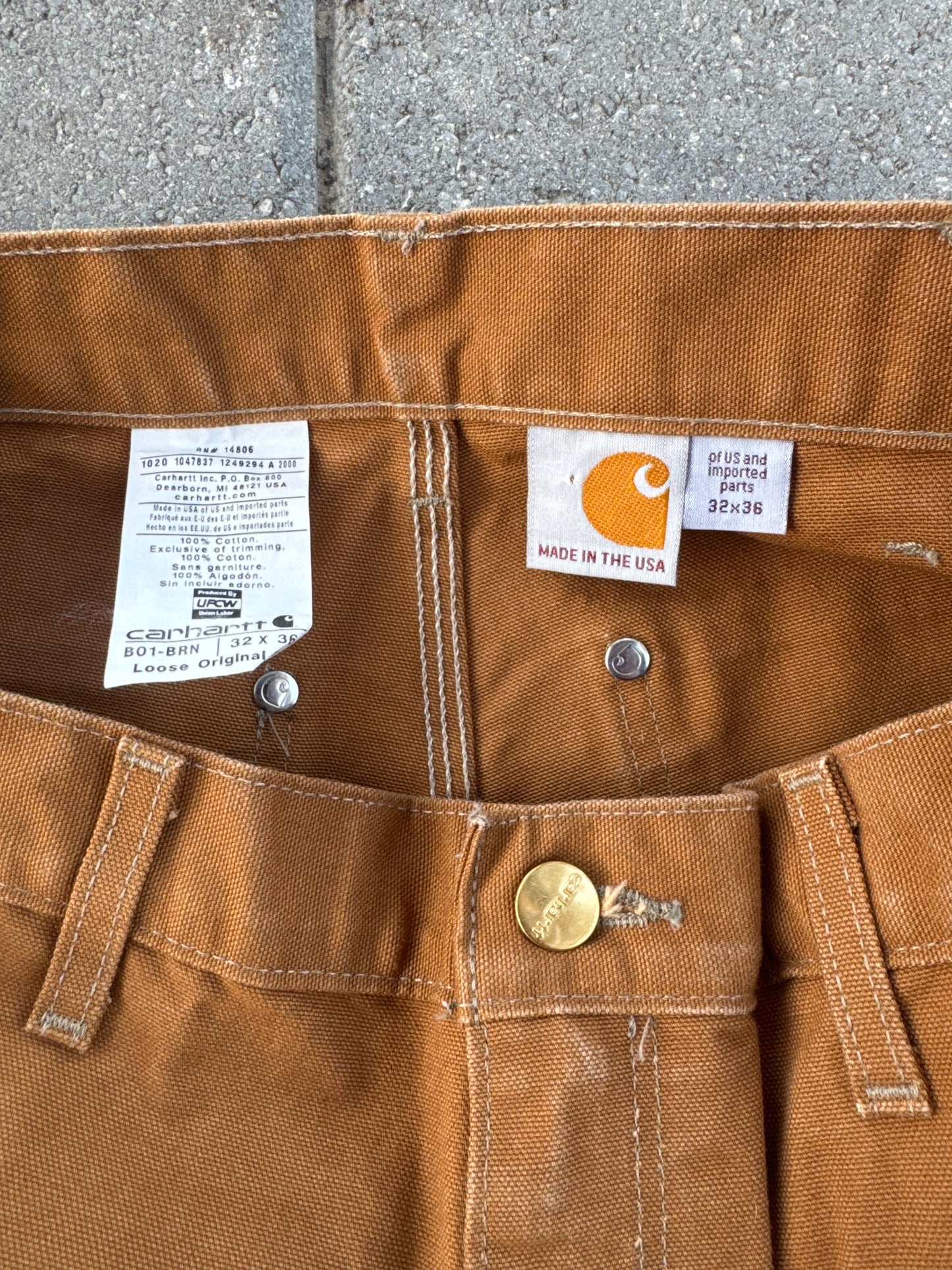 (32x36) Carhartt B01 Double-Knee Khaki Denim Pants