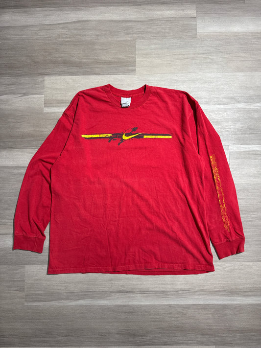 (XL) Y2K Nike Red Embroidered Longsleeve