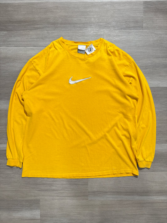 (XL) Yellow Y2K Nike Long Sleeve