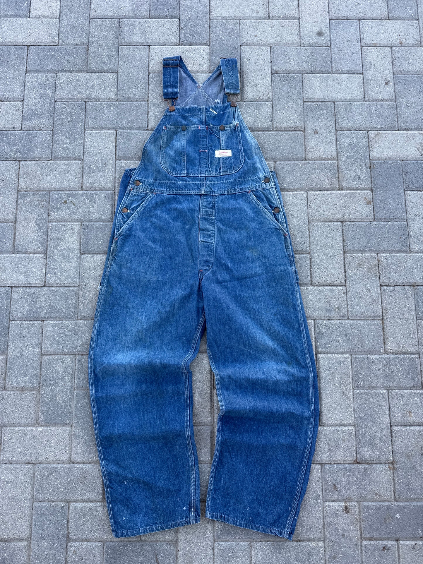 (34x30) Vintage Power House Denim Overalls