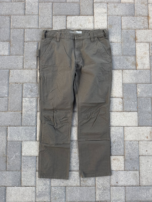 (36x30) Carhartt Slim Fit Double-Knee Green Dungaree Pants