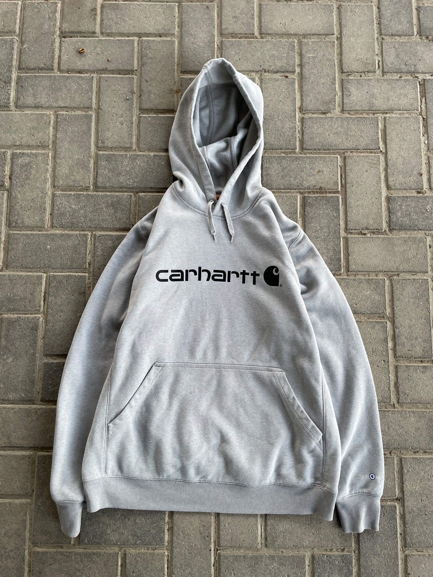 (L) Grey Carhartt Logo Hoodie