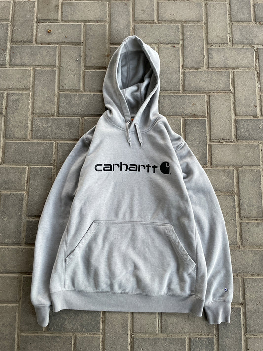 (L) Grey Carhartt Logo Hoodie