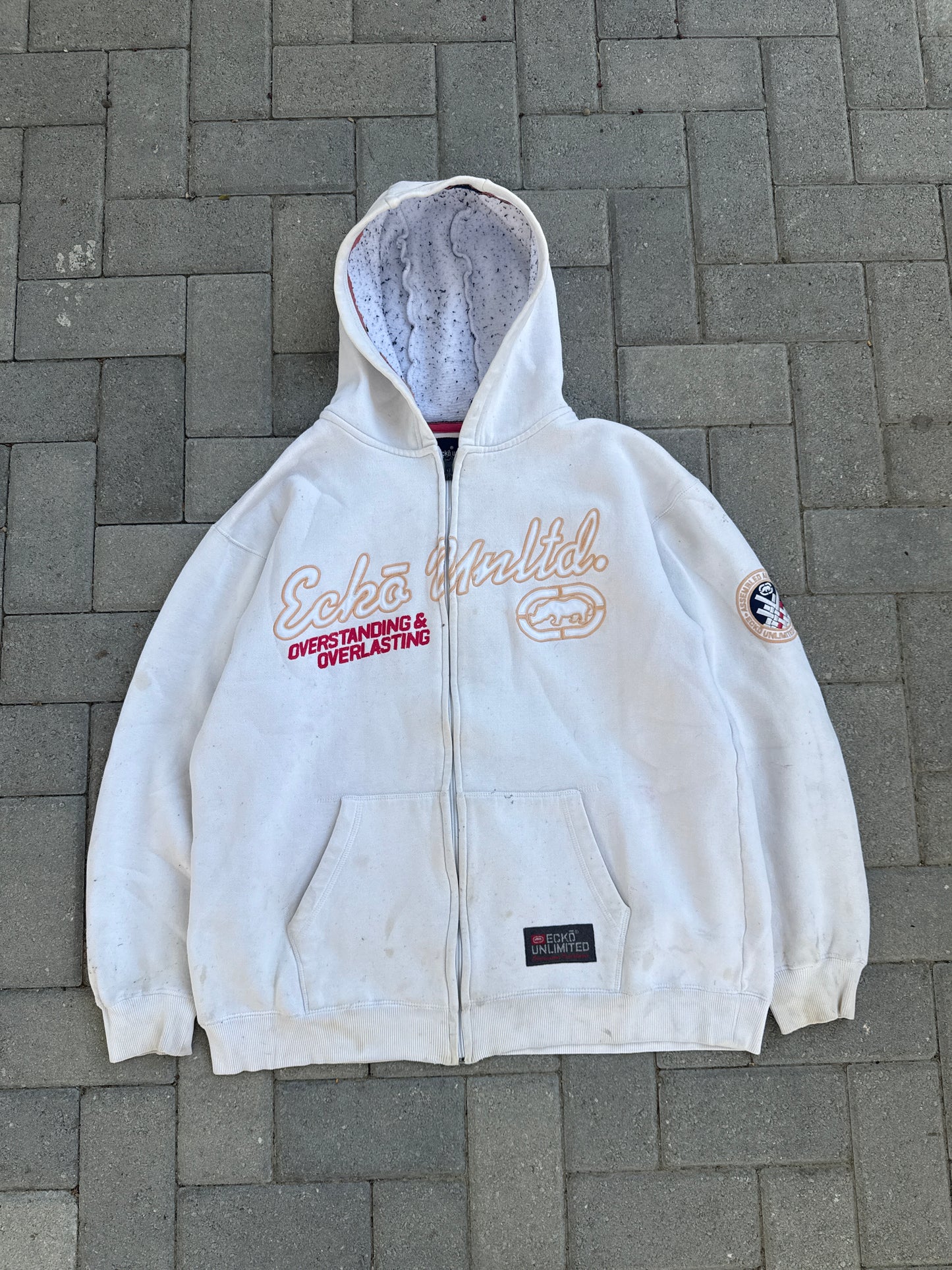 (XL) Y2K White Ecko Unltd. Zip Up Hoodie