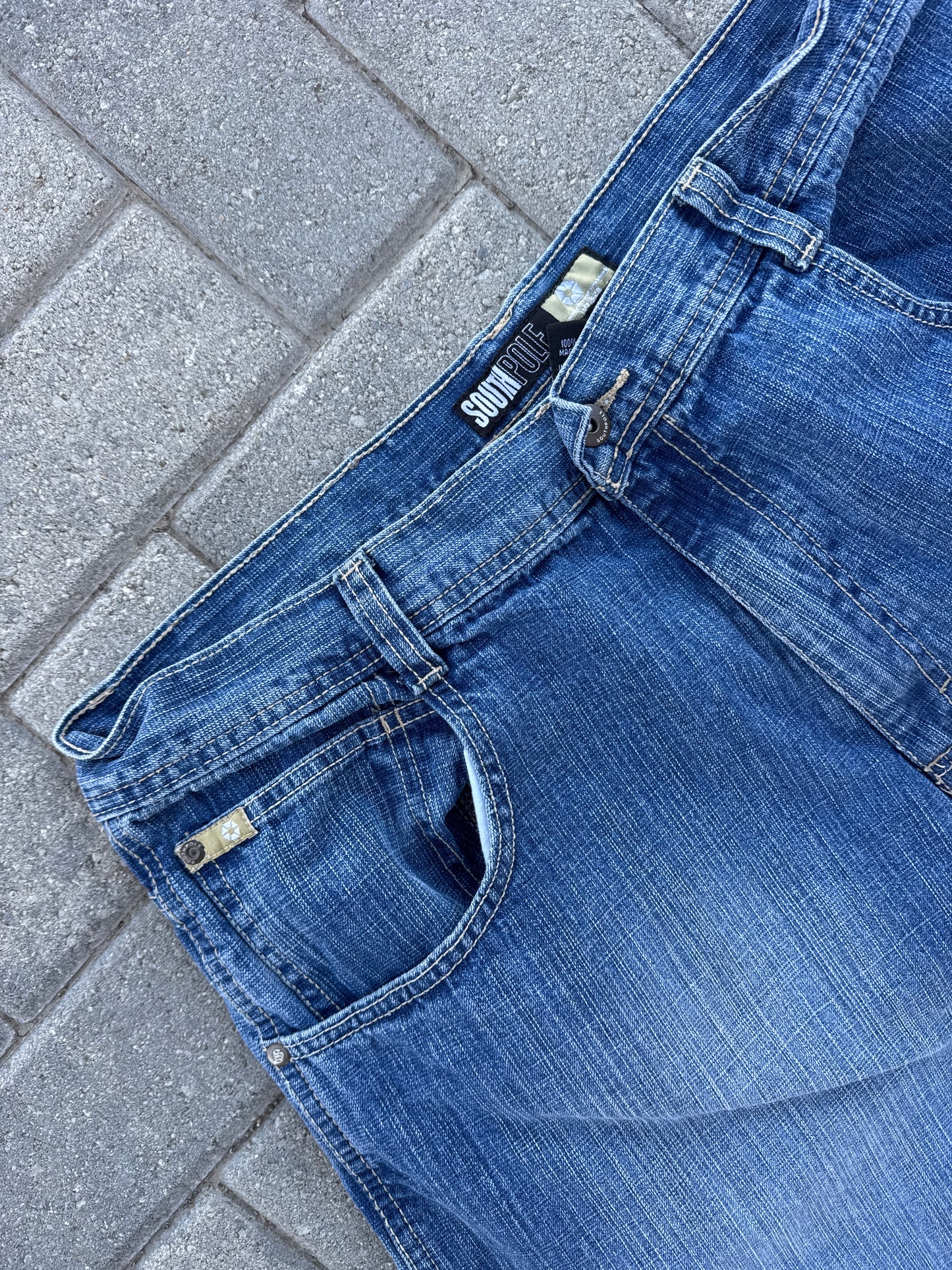 (40x34) SouthPole Cream Tab Denim Pants