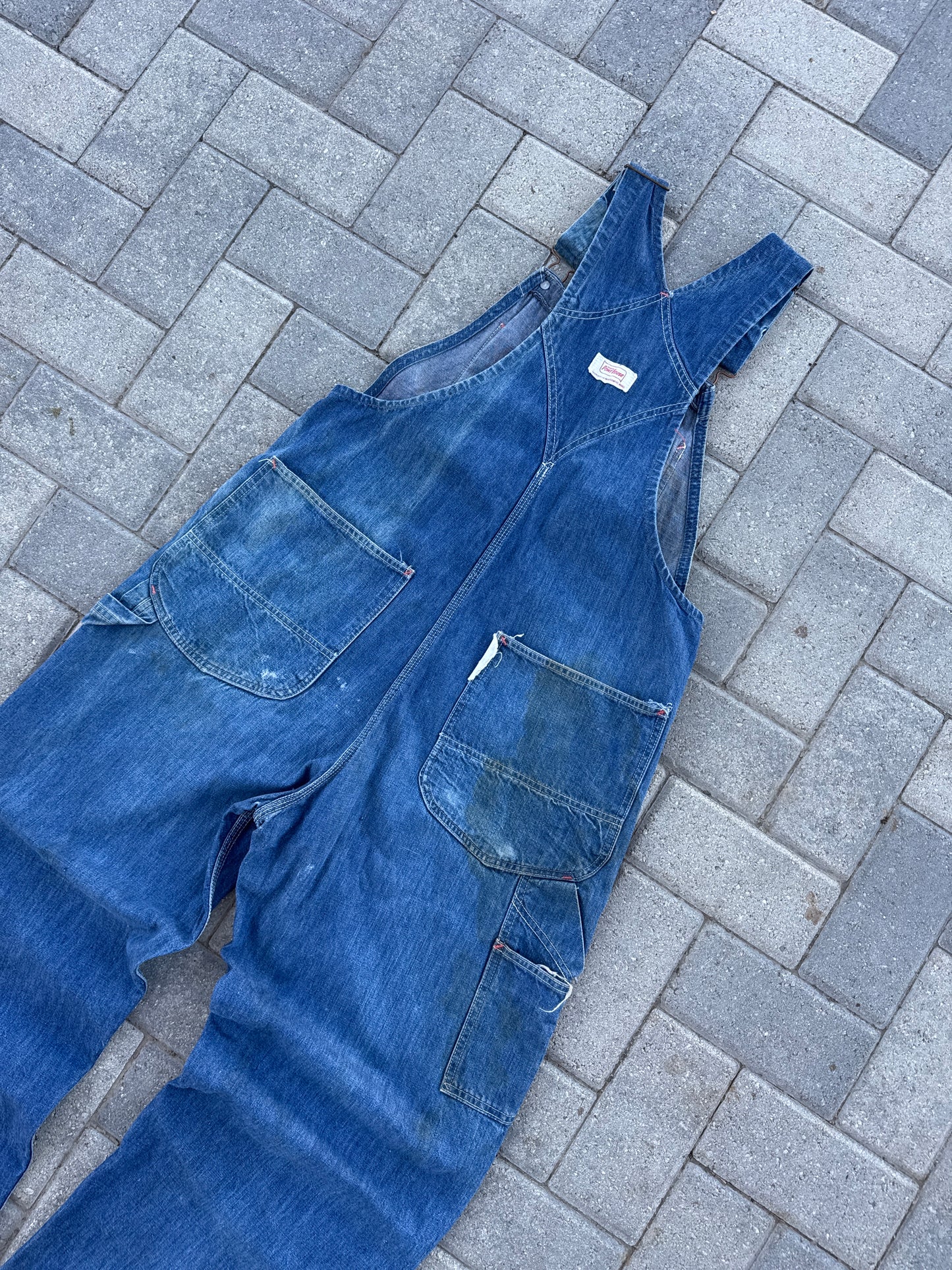 (34x30) Vintage Power House Denim Overalls