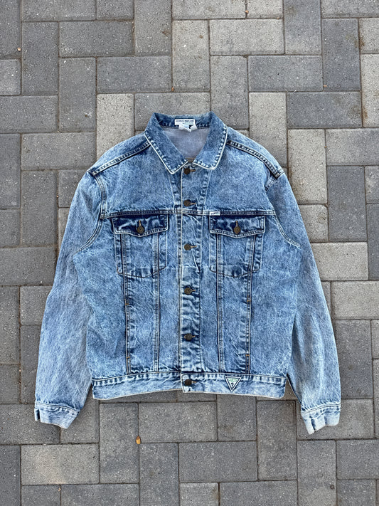 (L) Vintage Guess Acid Wash Denim Jacket