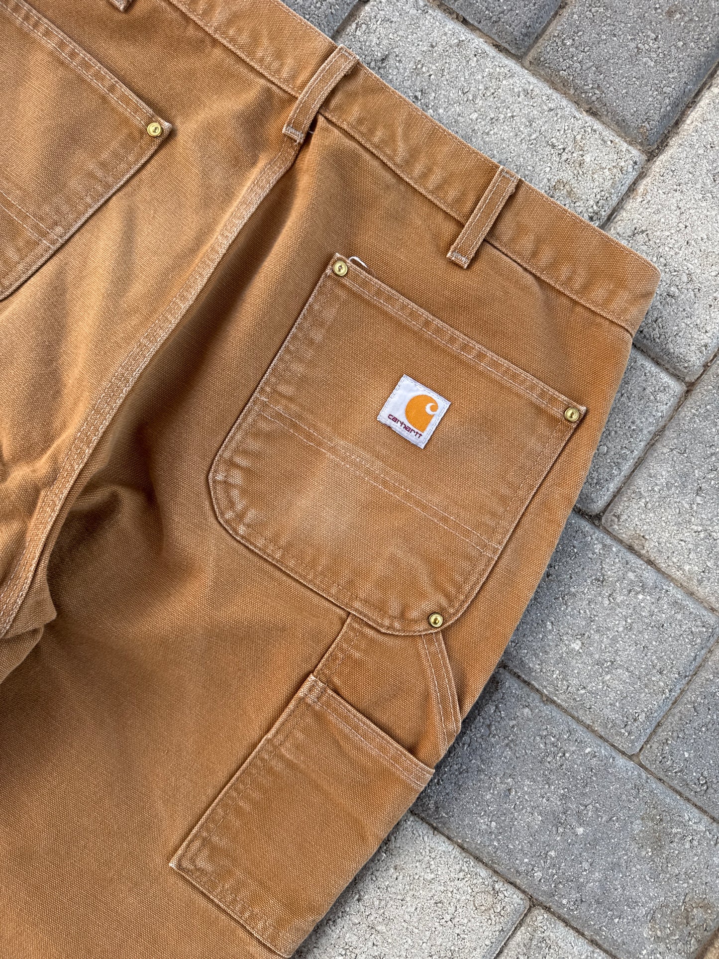 (38x32) Carhartt B01 Double-Knee Khaki Denim Pants