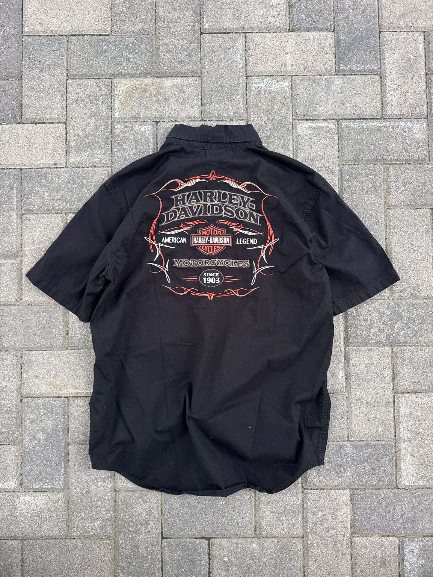 (L) Harley Davidson Logo Button-Up