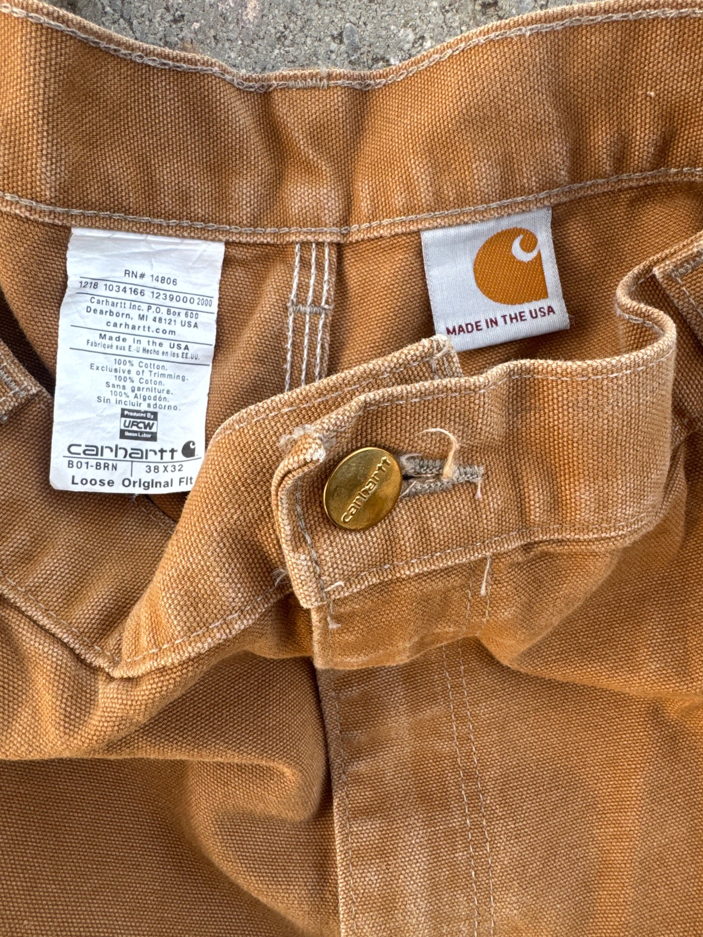 (38x32) Carhartt B01 Double-Knee Khaki Denim Pants