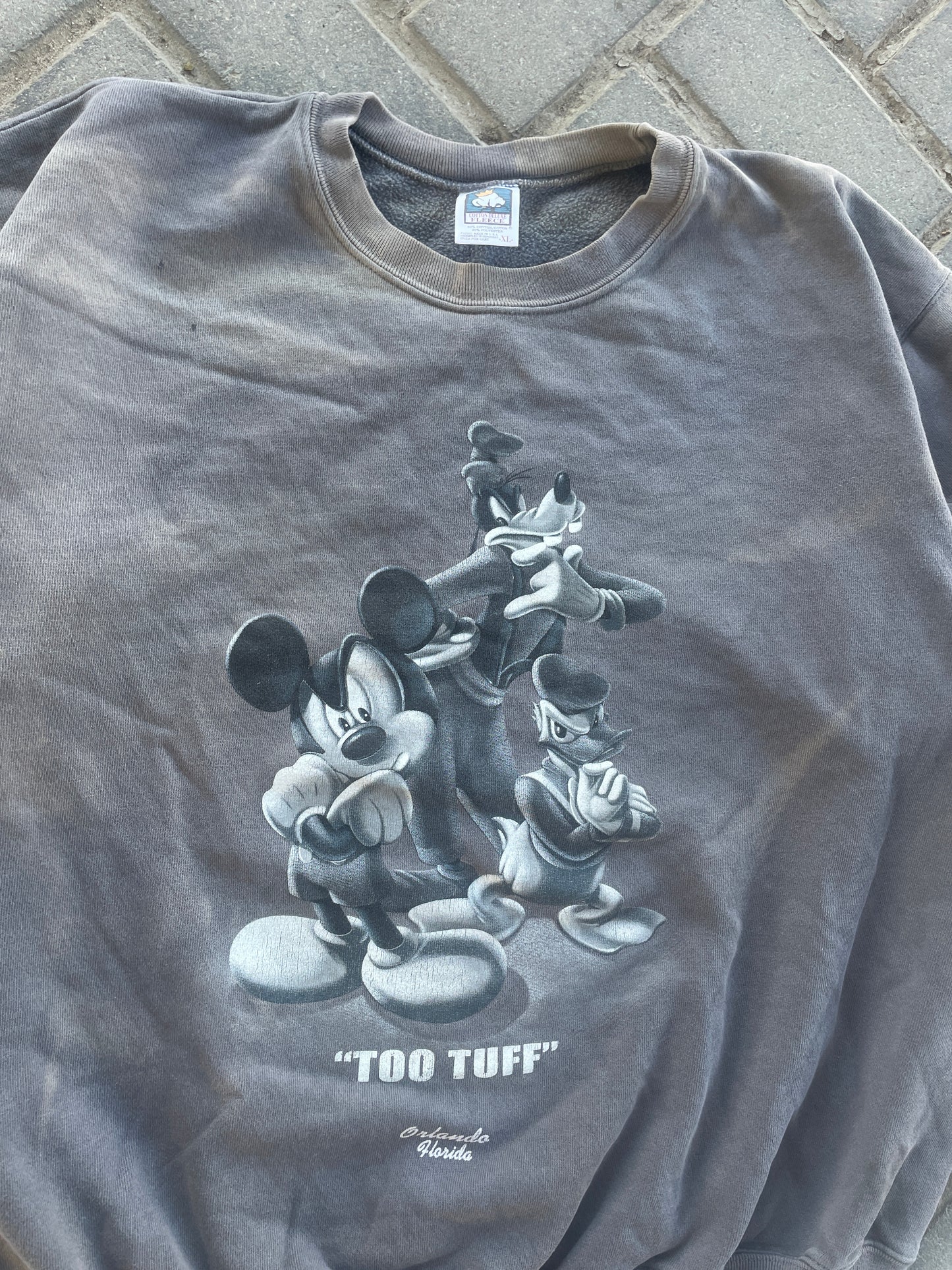 (XL) 90s Grey “Too Tuff” Dinsey Crewneck