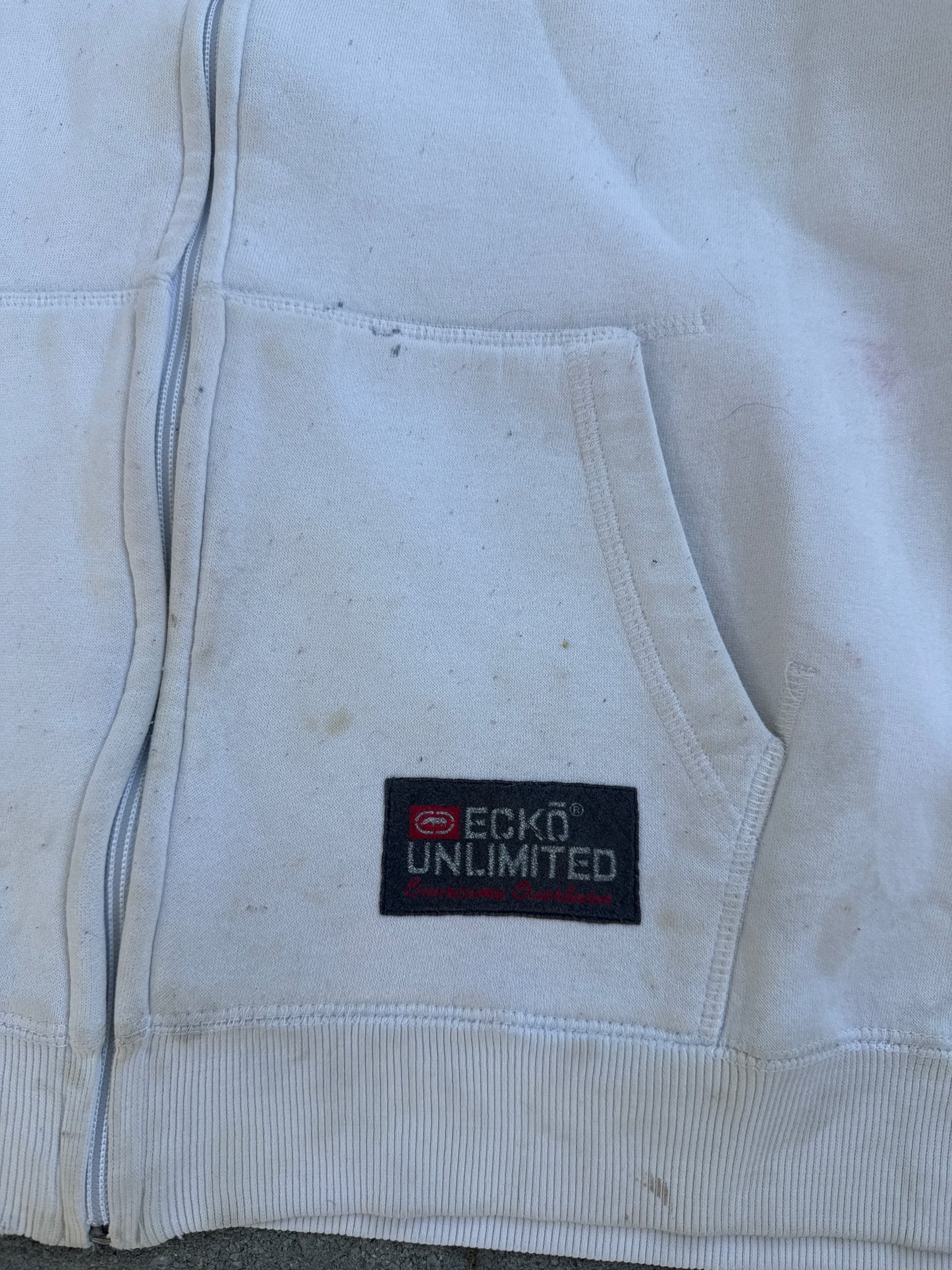 (XL) Y2K White Ecko Unltd. Zip Up Hoodie