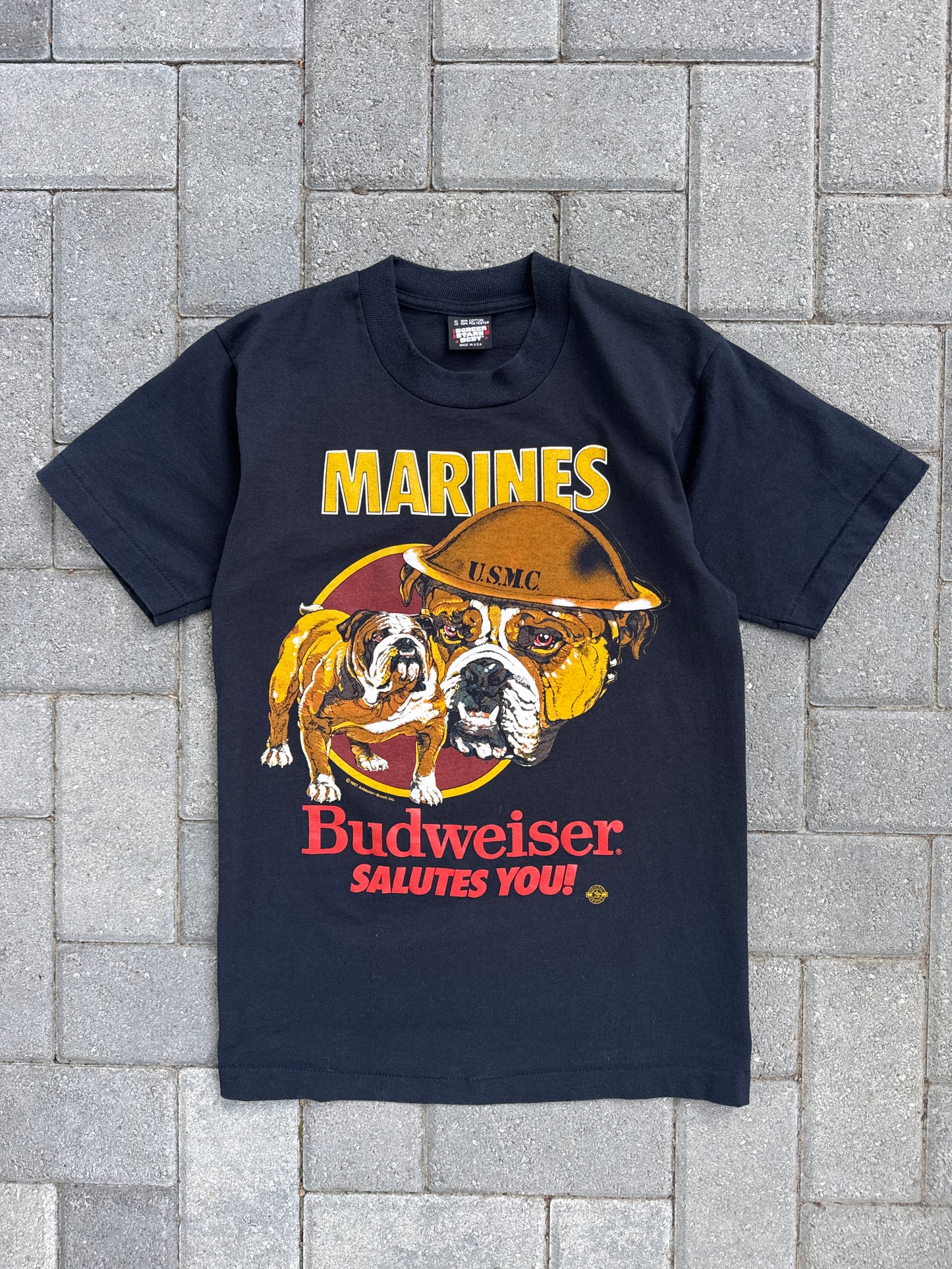 (M/L) 90s USMC Marines Bulldog Tee