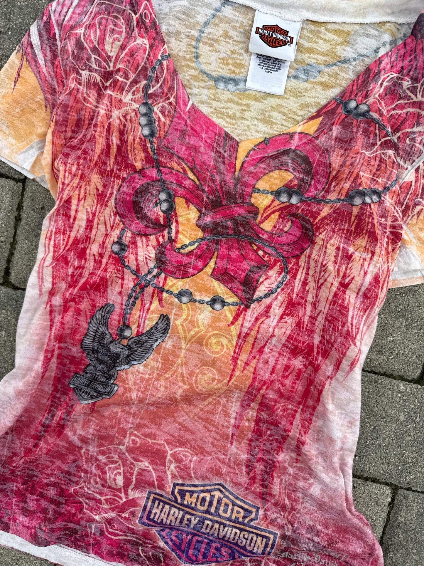 (M) Harley Davidson V-Neck Hawaii Tee