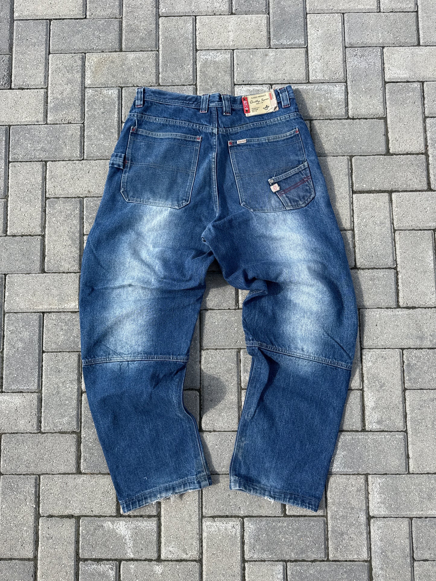 (32x32) Brooklyn Y2K Baggy Double-Knee Denim Pants