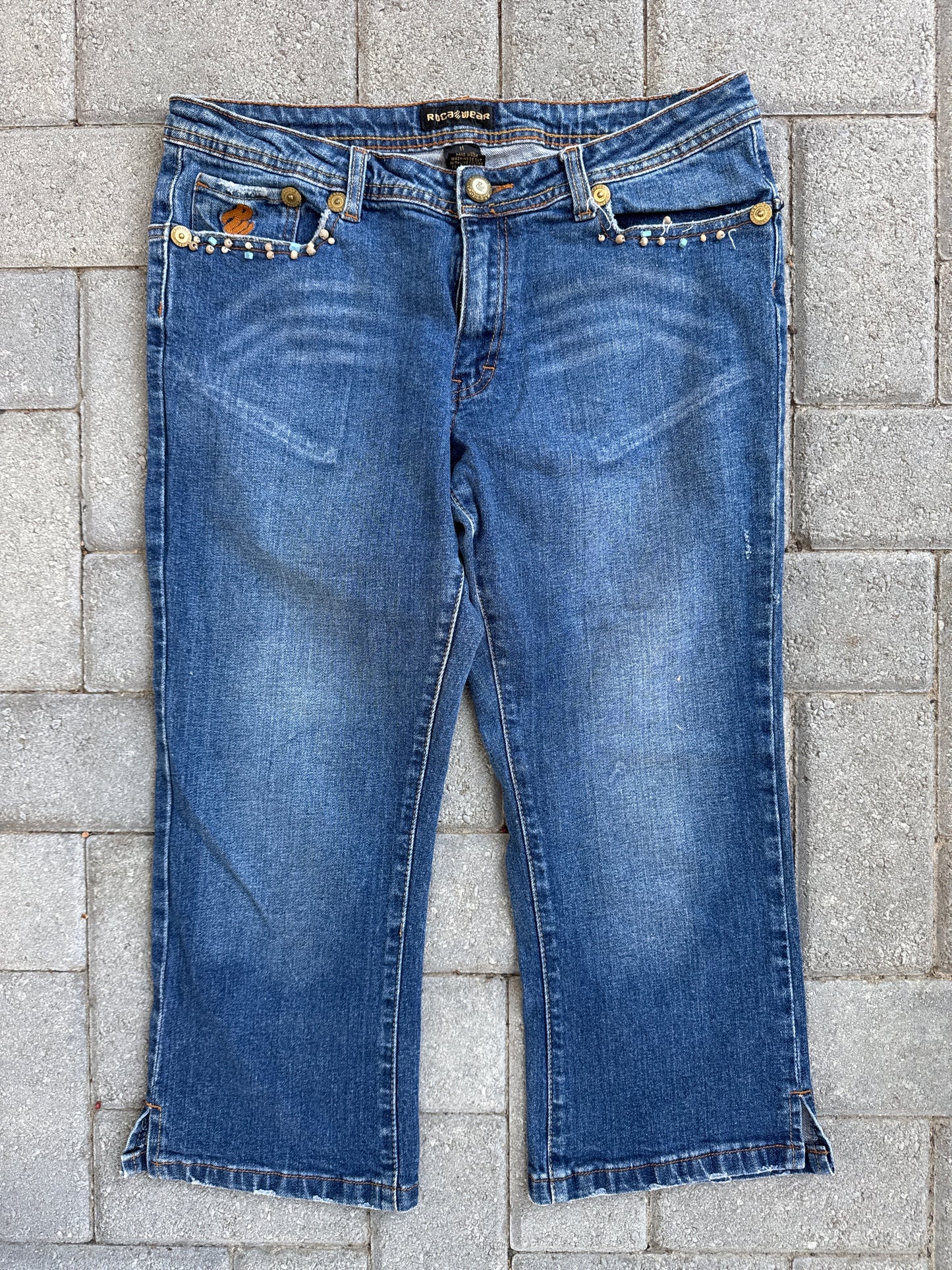 (28x32) Roca Wear Beaded Women Capris Denim Pants